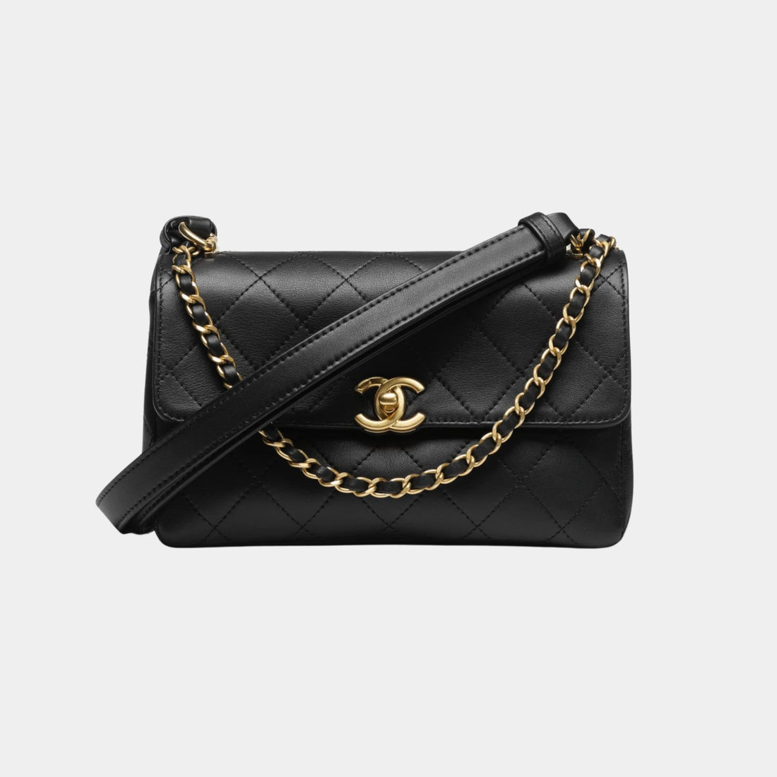 Chanel Small Flap Bag with Top Handle Calfskin & Gold-Tone Metal, Black