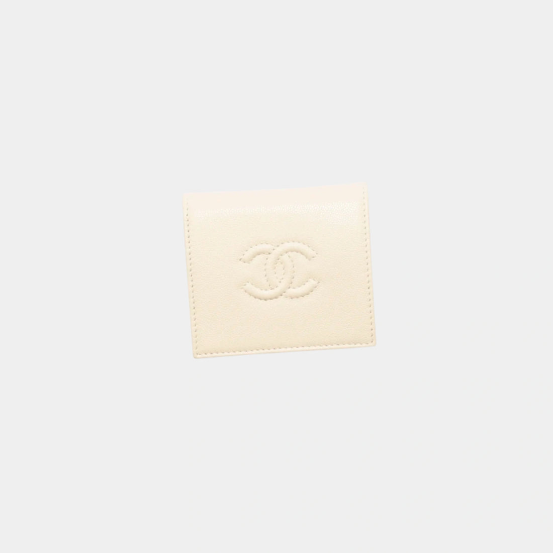 Chanel Small Flap Wallet Grained Shiny Calfskin , Light Beige, Front