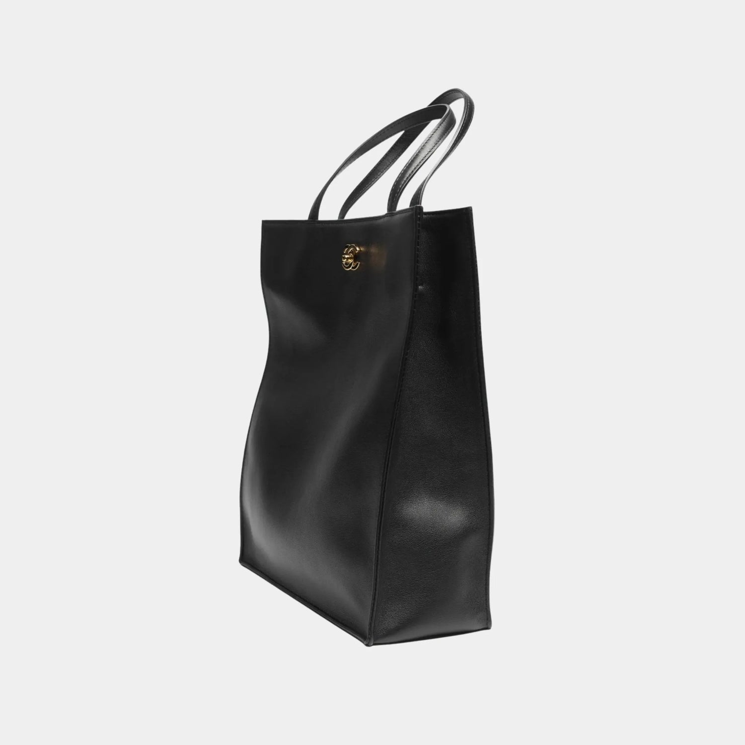 Chanel Small Tote Bag in Calfskin &amp; Gold-Tone Metal, Black, Back