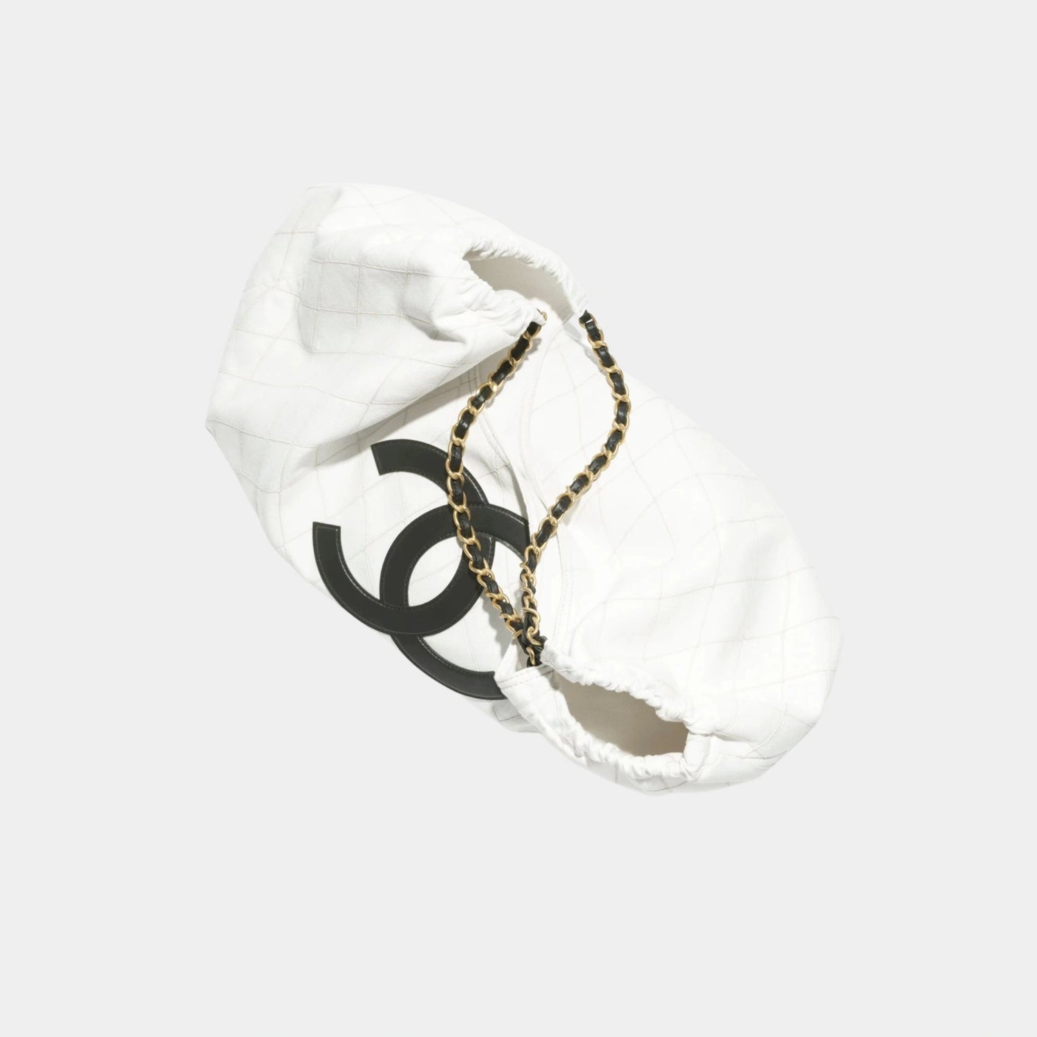 Chanel Small Tote Bag Denim Calfskin &amp; Gold Metal Black &amp; White