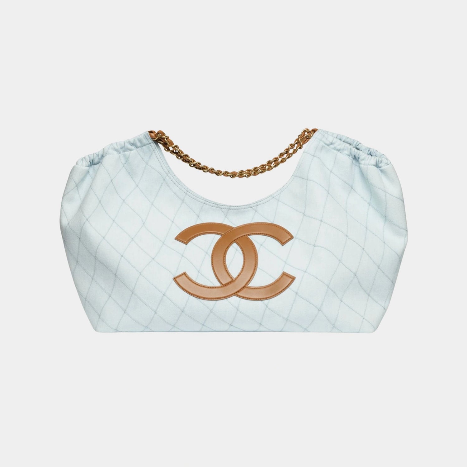 Small Tote Bag Denim Calfskin &amp; Gold Metal