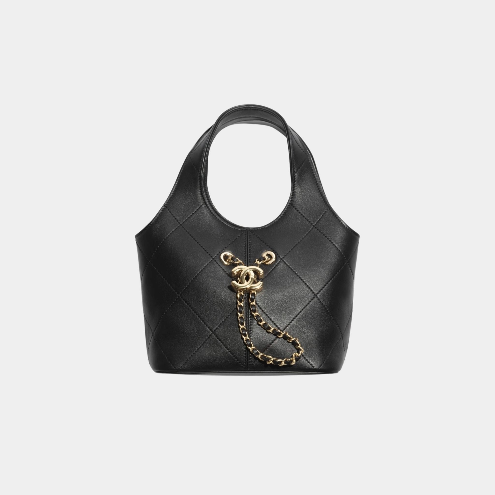 Chanel Small Tote Calfskin &amp; Gold Tone Metal Black, Front 