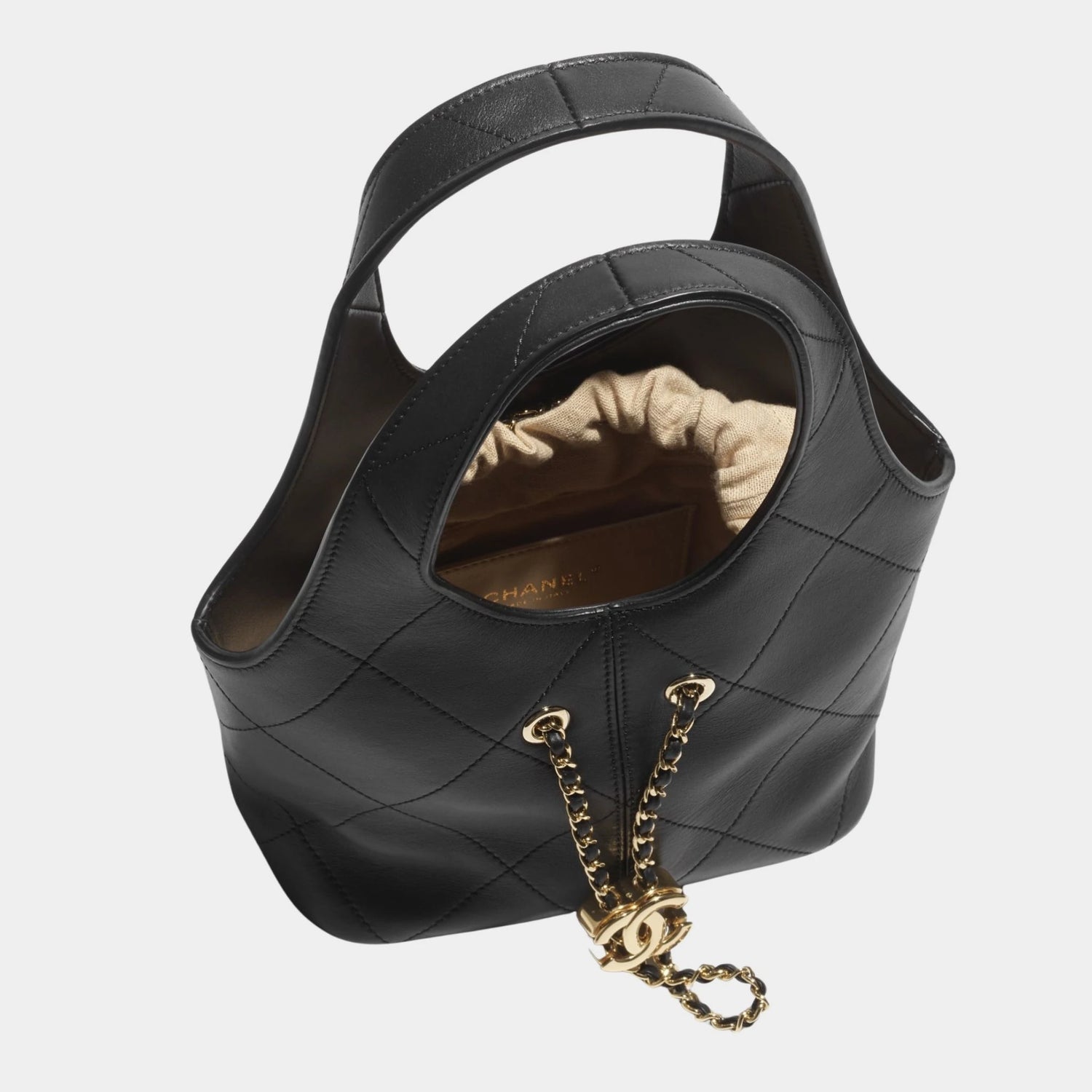 Chanel Small Tote Calfskin &amp; Gold Tone Metal Black, Top