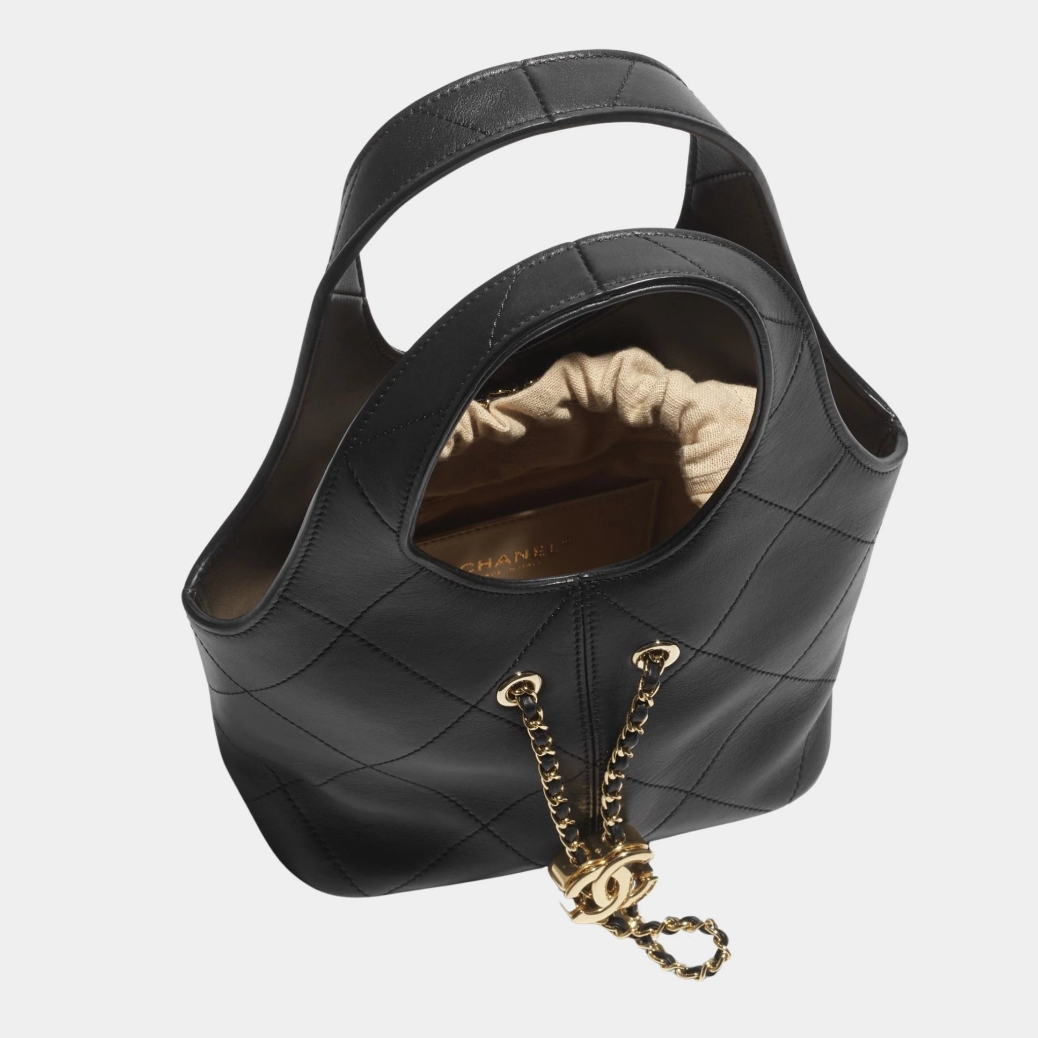 Chanel Small Tote Calfskin &amp; Gold Tone Metal Black, Top