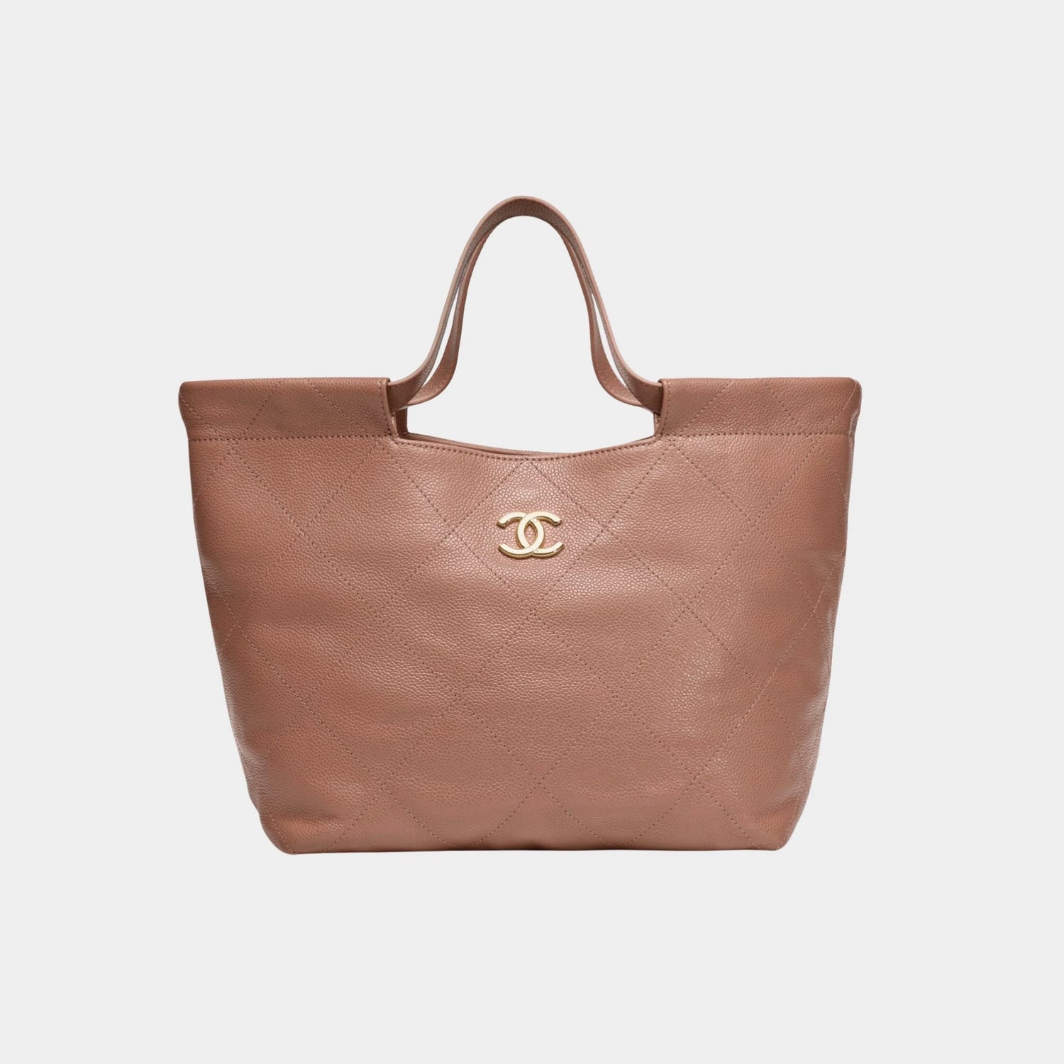 Chanel Small Tote Grained Calfskin &amp; Gold Tone Metal Brown , Front 