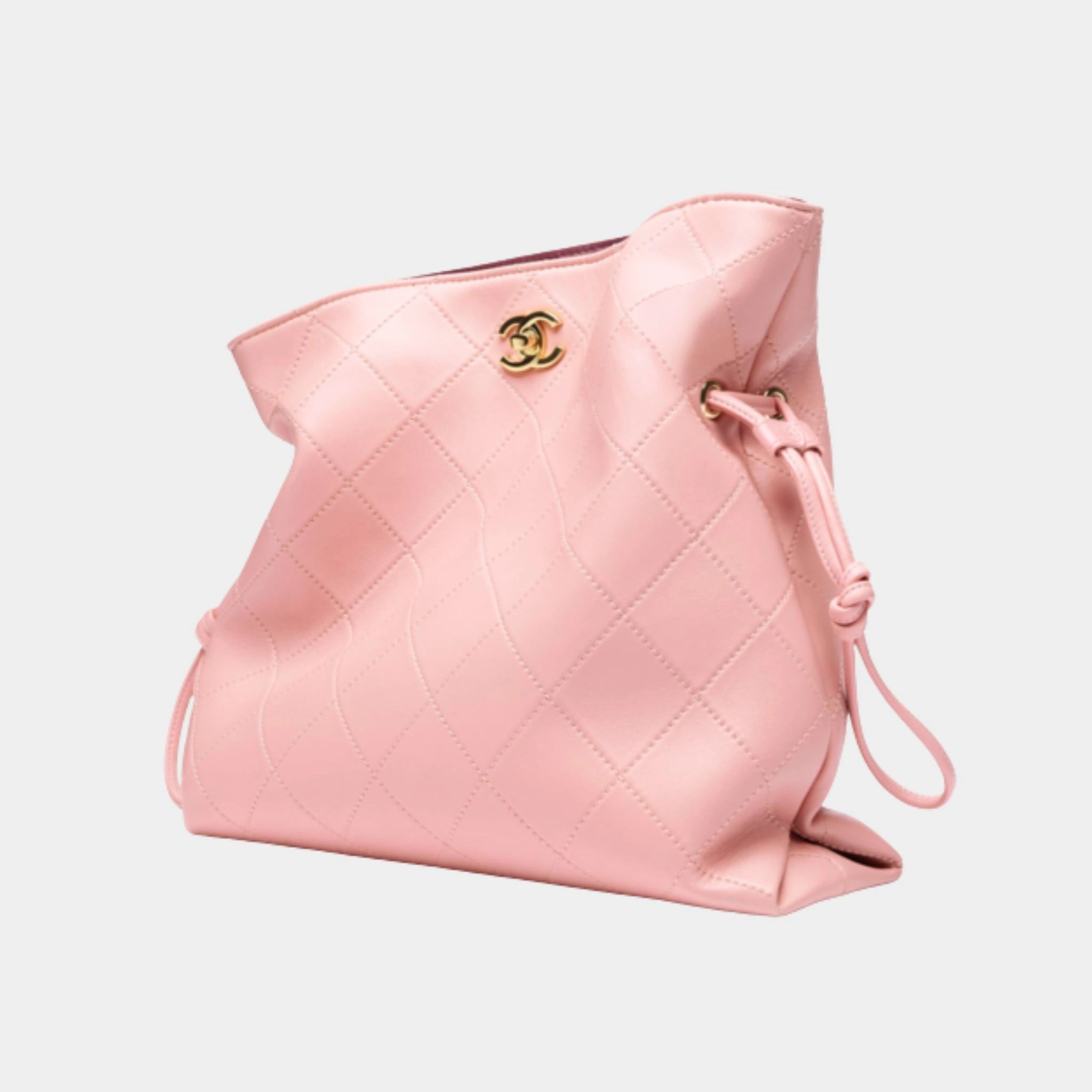 Chanel Small Tote Lambskin Light Pink  ,  Front 