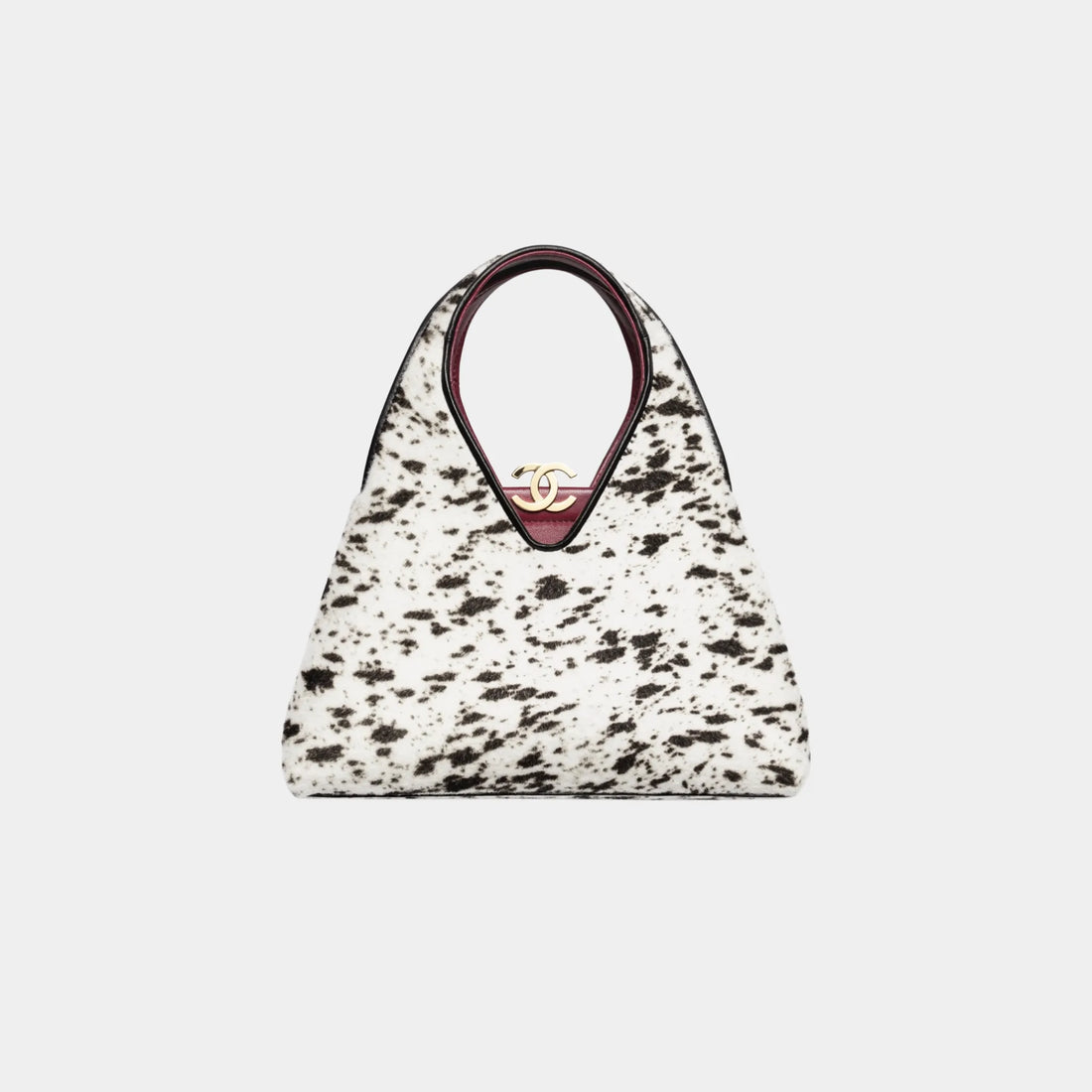 Chanel Small Tote in White &amp; Black Lambskin, Front
