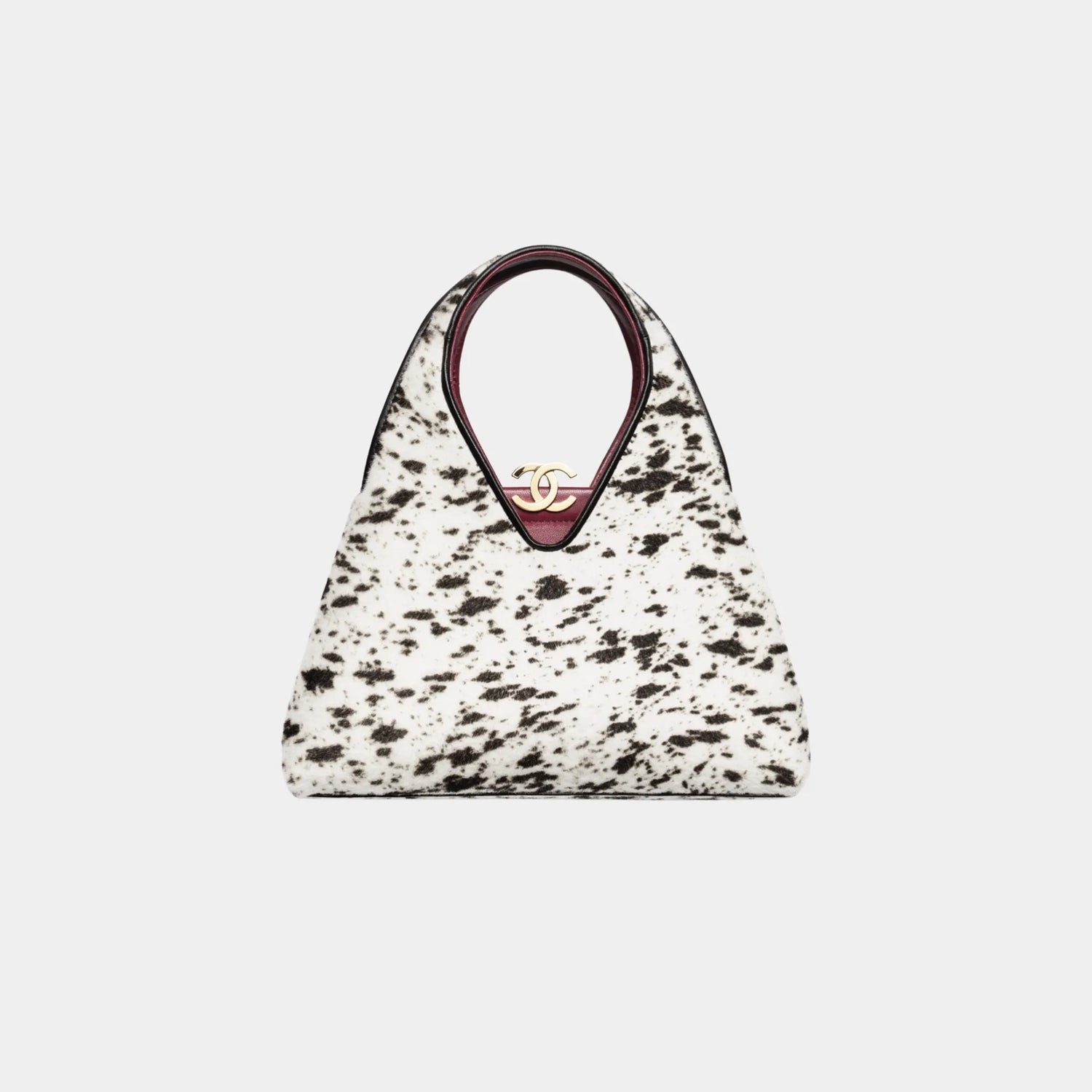 Chanel Small Tote in White &amp; Black Lambskin, Front