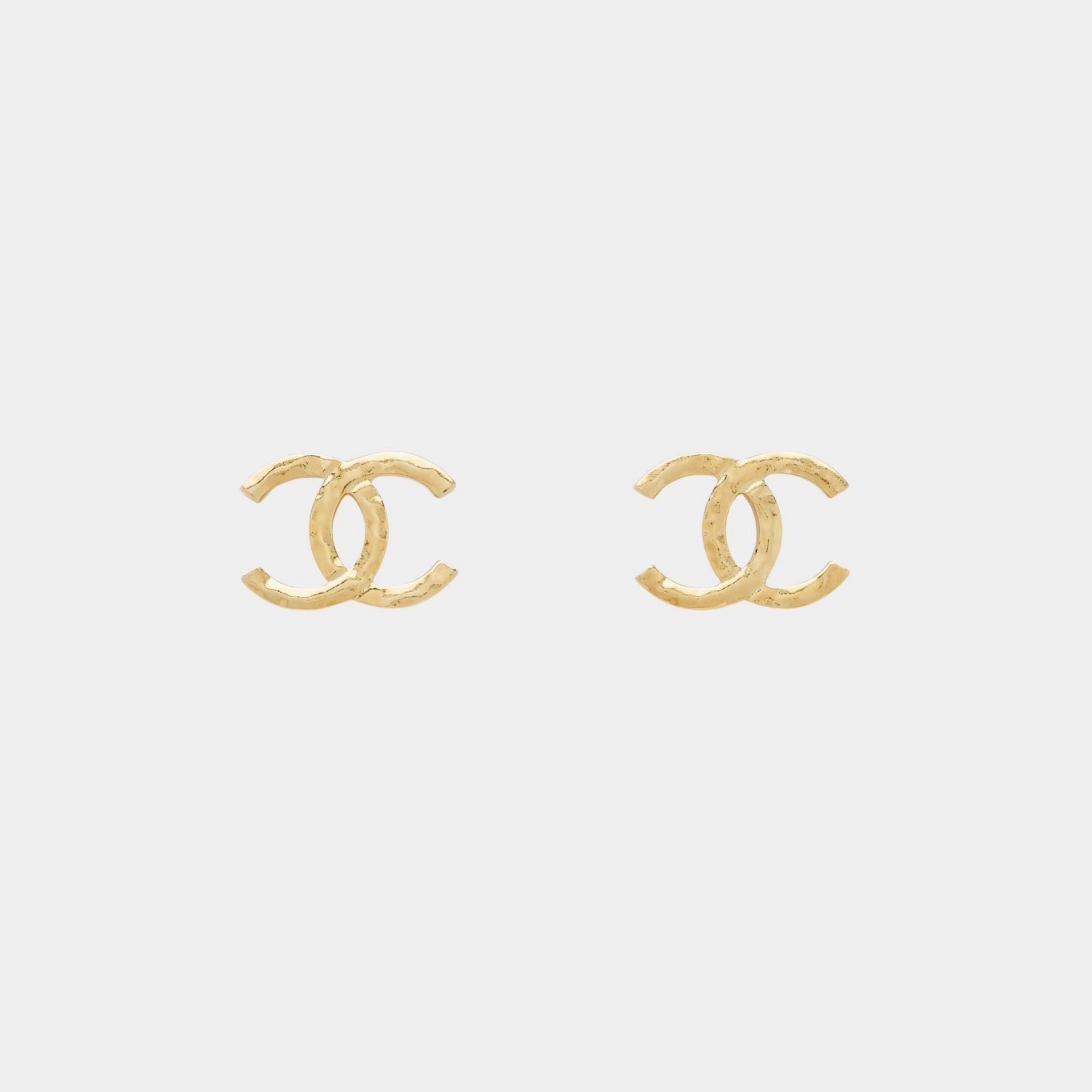 Chanel Stud CC Earring Metal Gold, Front 
