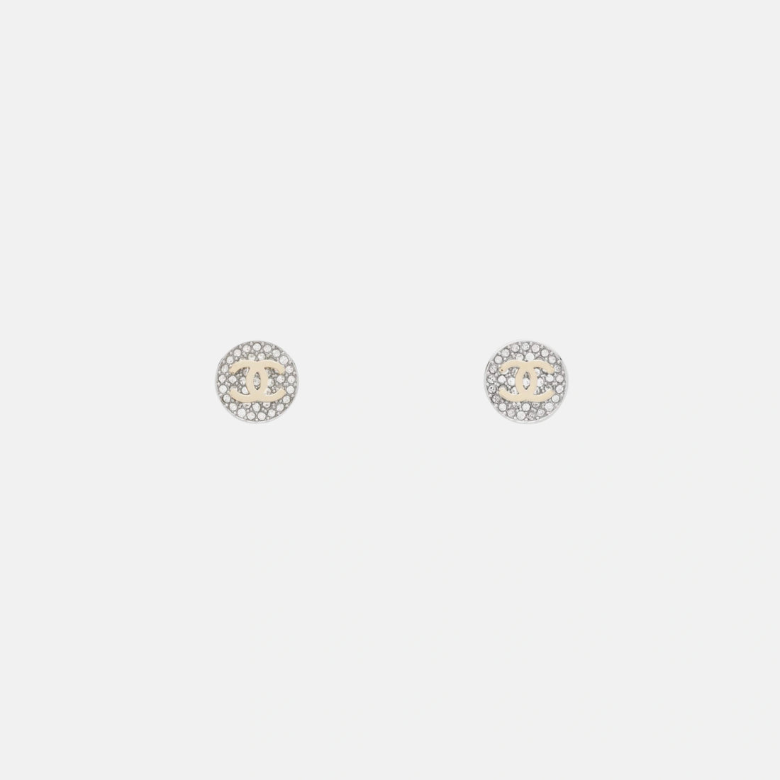 Chanel Stud Earrings in Metal and Diamantes