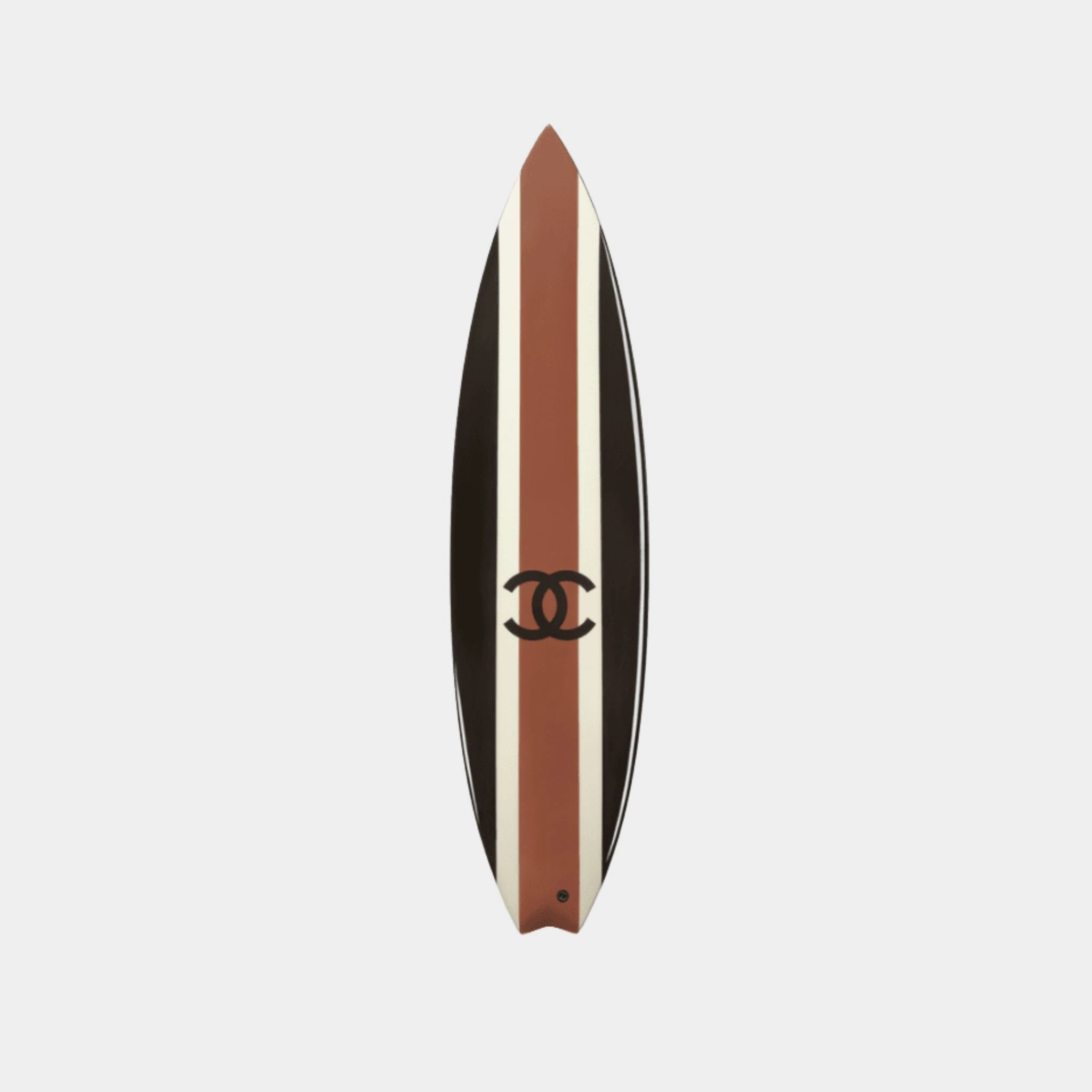 Chanel Surfboard Polyurethane Resin &amp; Fiberglass Black Ecru &amp; Brown