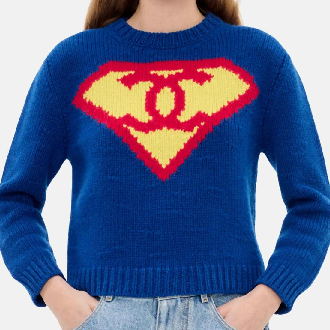 Sweater Cashmere in Blue Yellow and Red