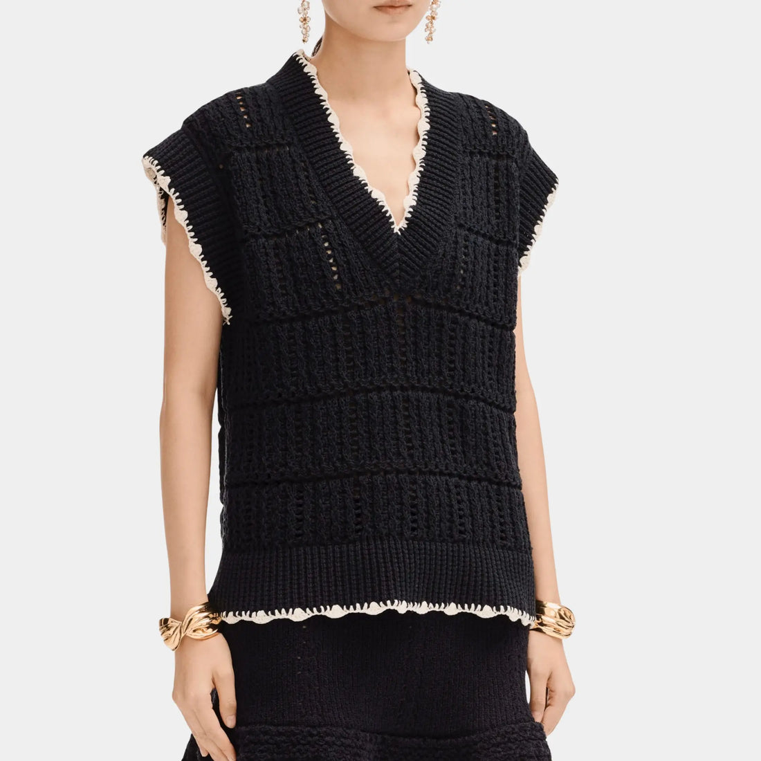 Chanel Sweater in Black Cotton, Front
