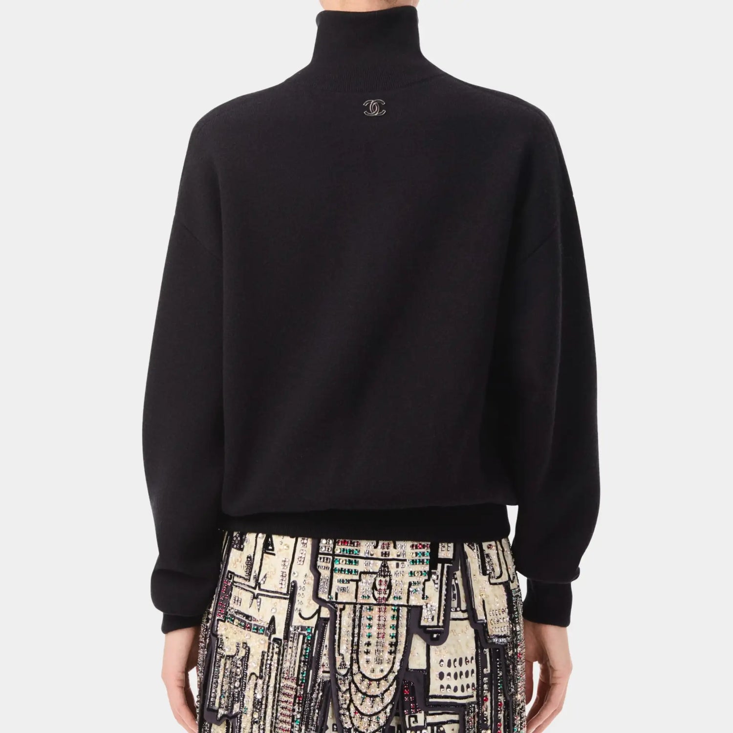 Chanel Sweater in Black Wool &amp; Silk, Back