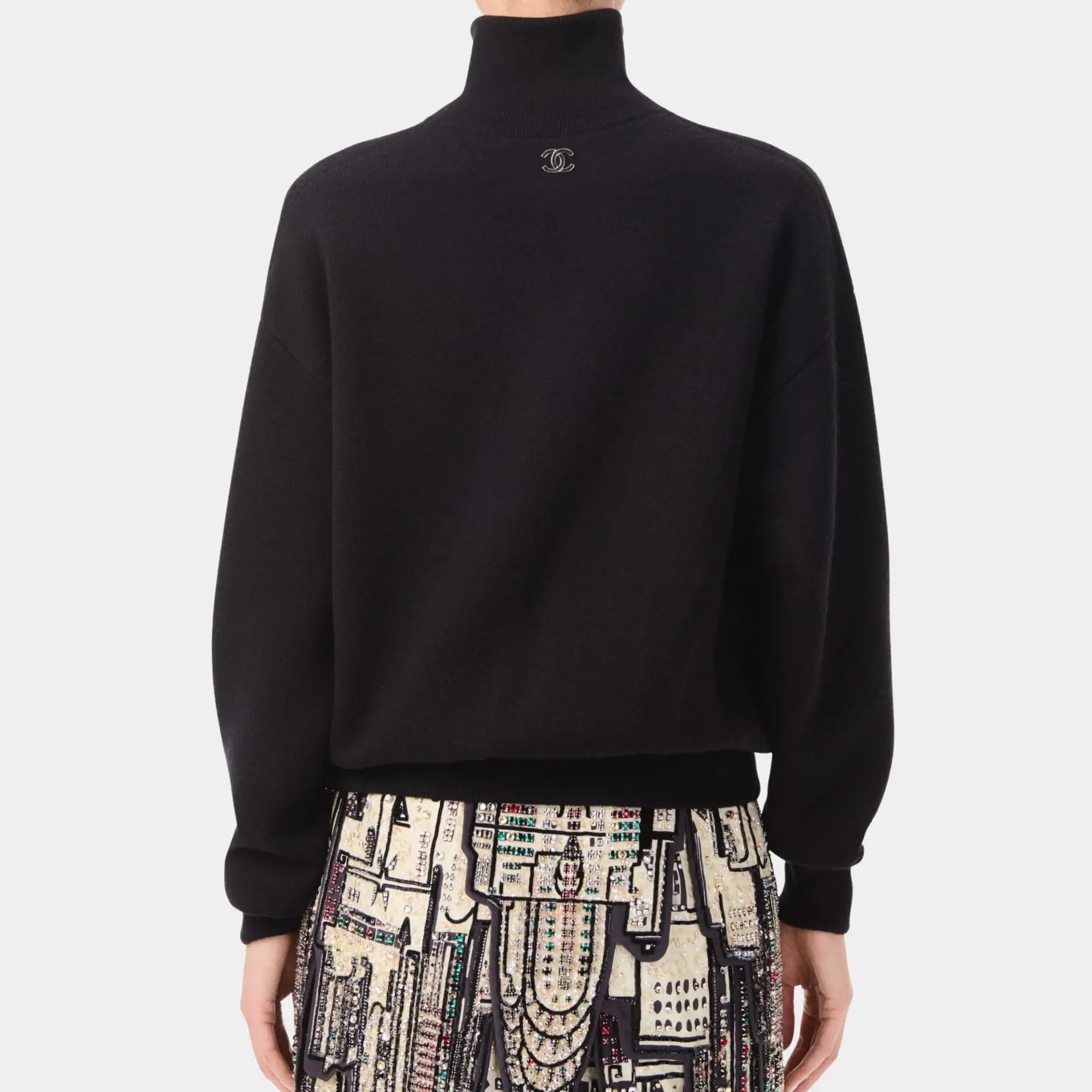 Chanel Sweater in Black Wool &amp; Silk, Back