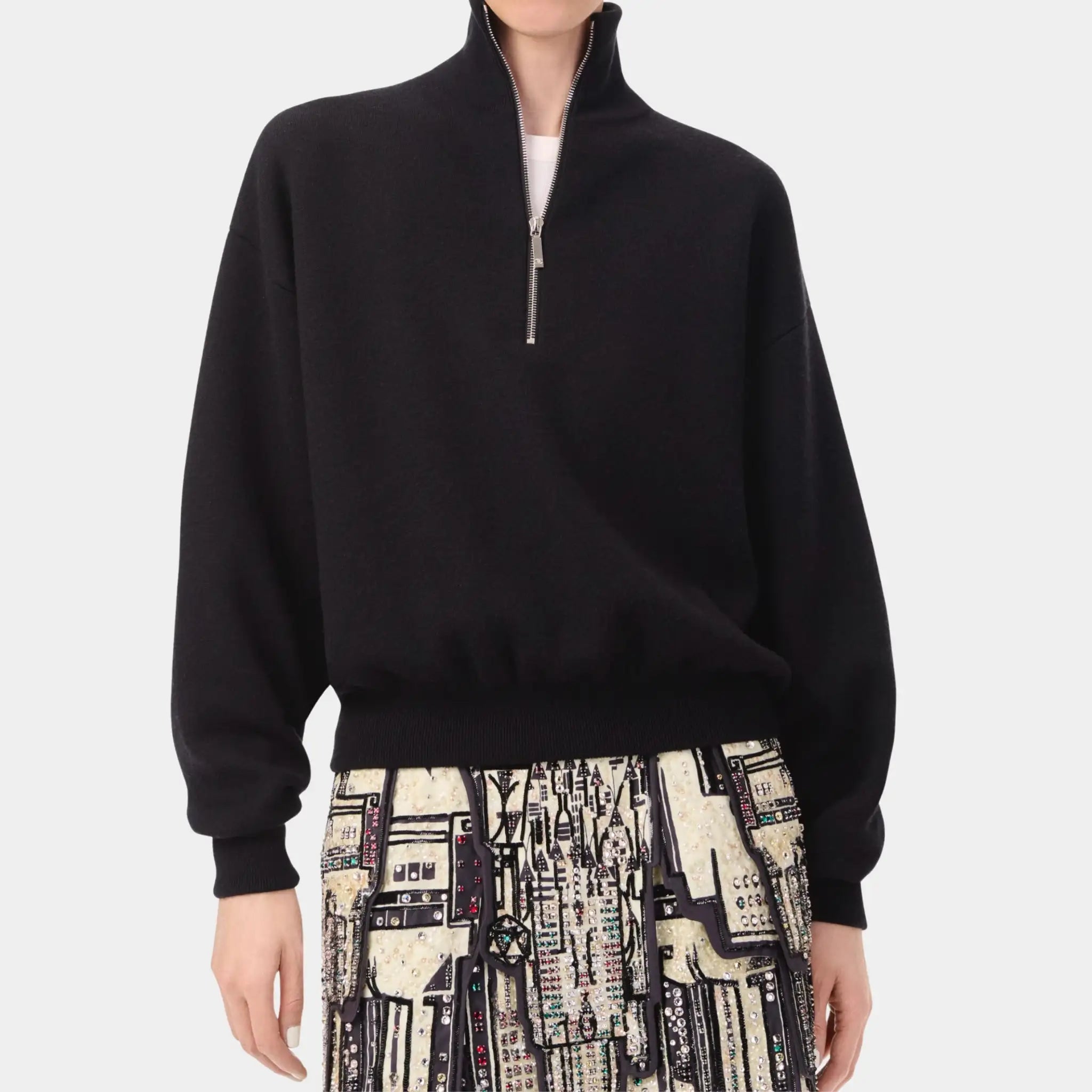 Chanel Sweater in Black Wool &amp; Silk, Front