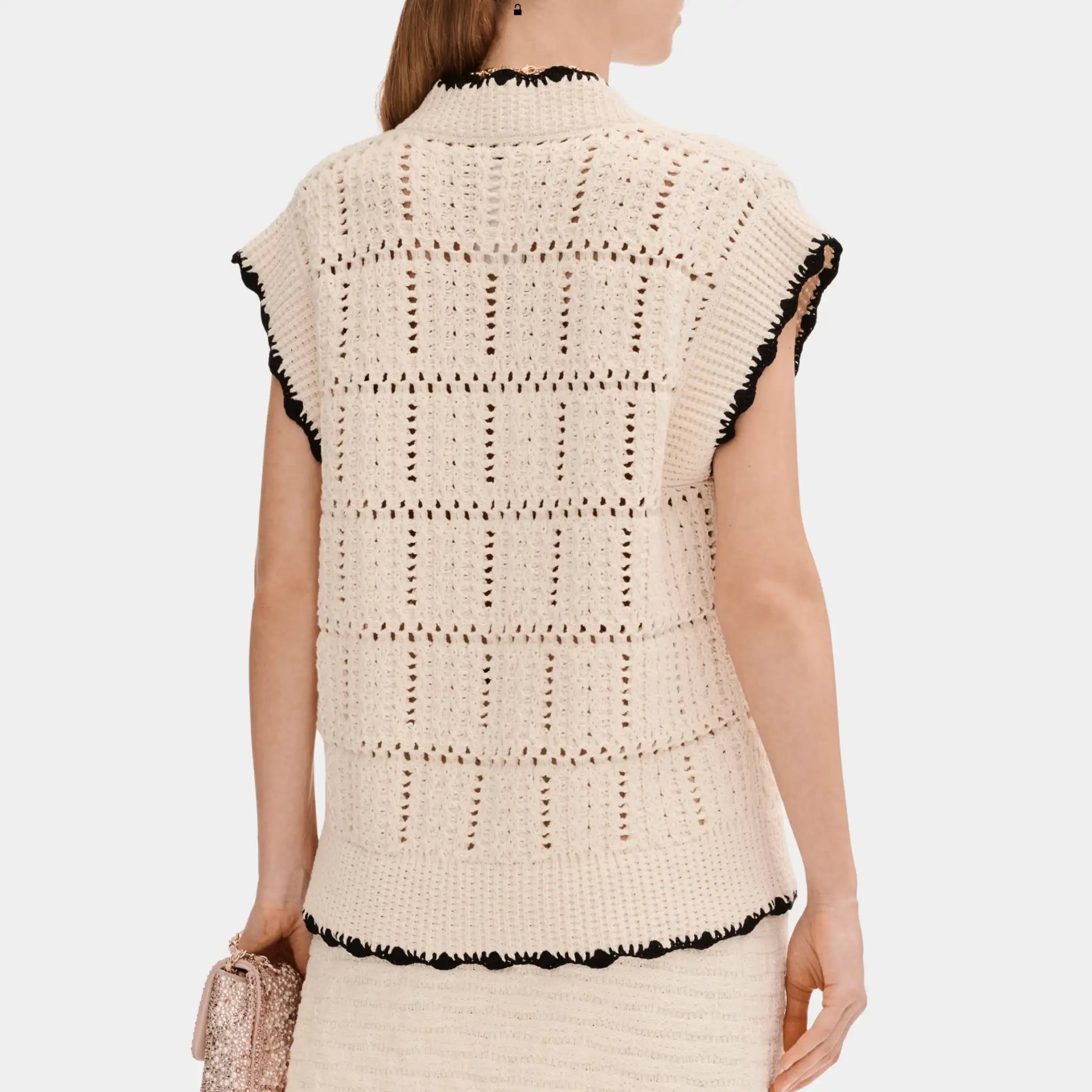 Chanel Sweater in Ecru and Black Cotton, Back