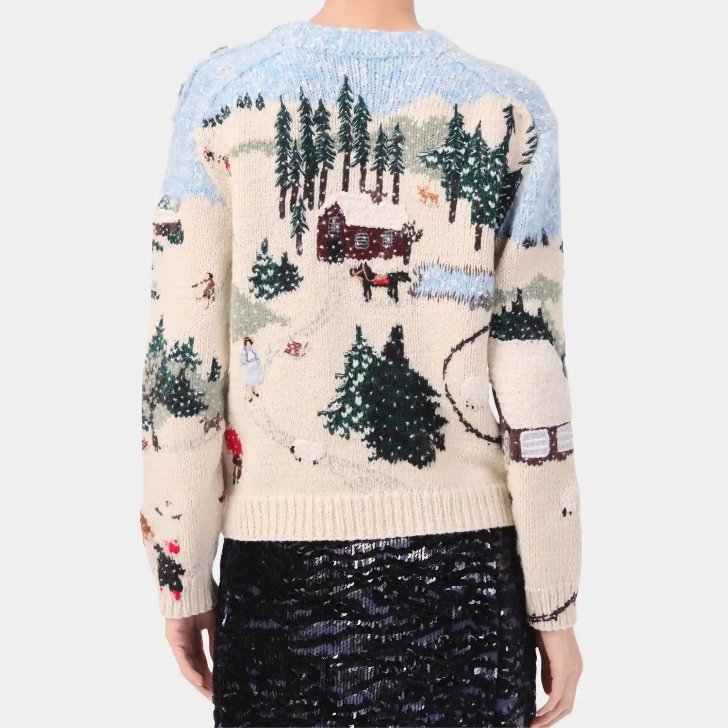 Chanel Sweater in Ecru &amp; Multicolour Embroidered Cashmere, Back