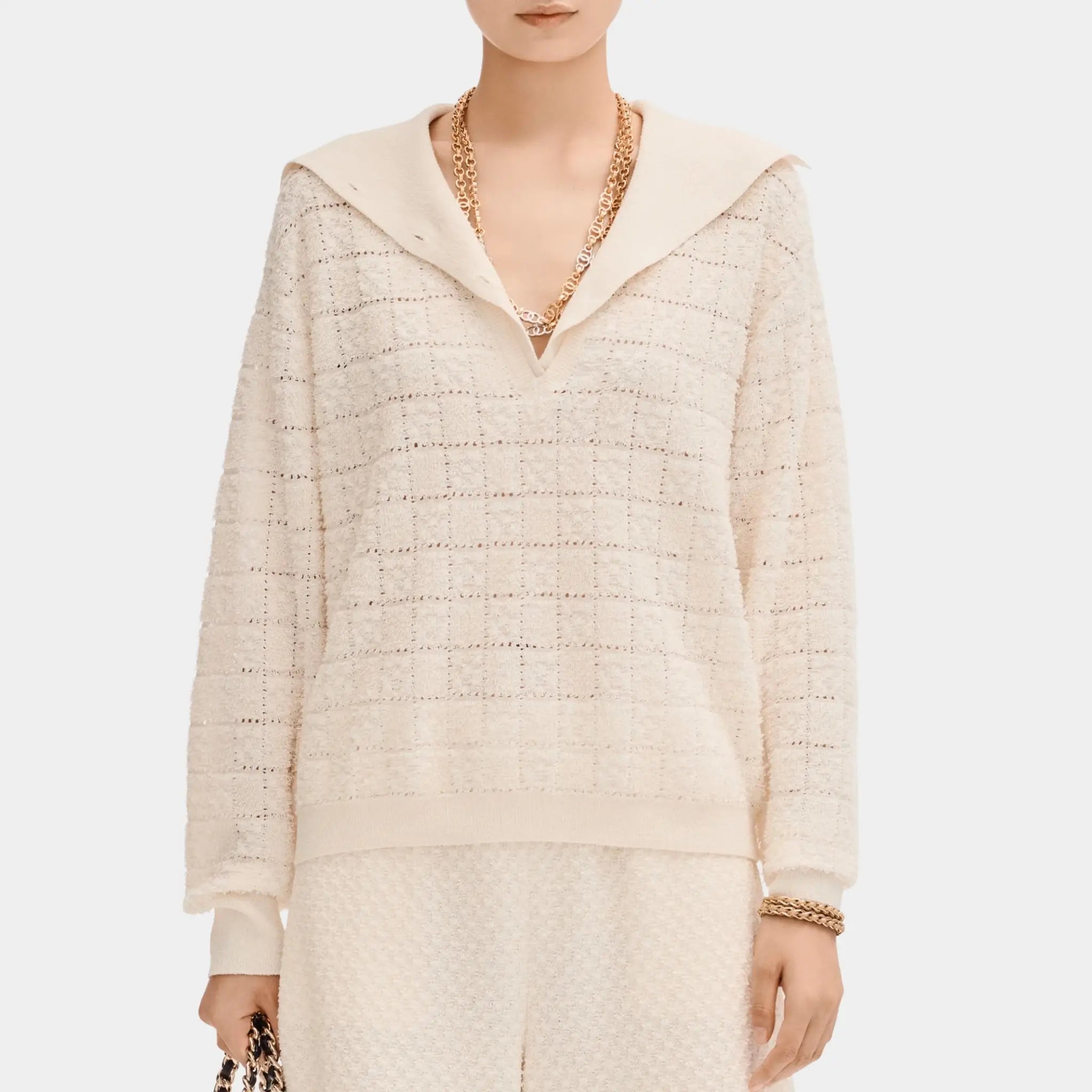 Chanel Sweater in Silk Ecru, Front