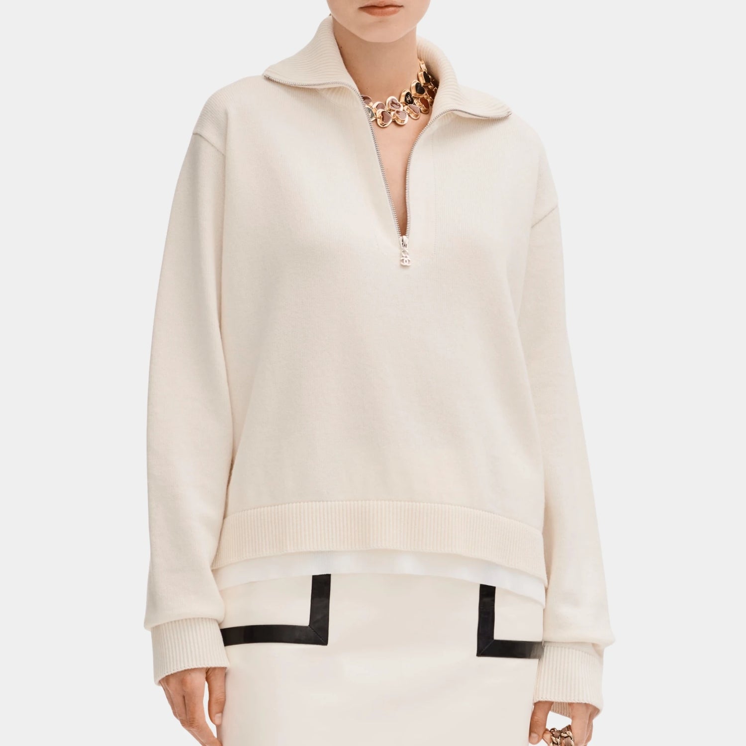 Chanel Sweater in White Cashmere and Cotton, Front