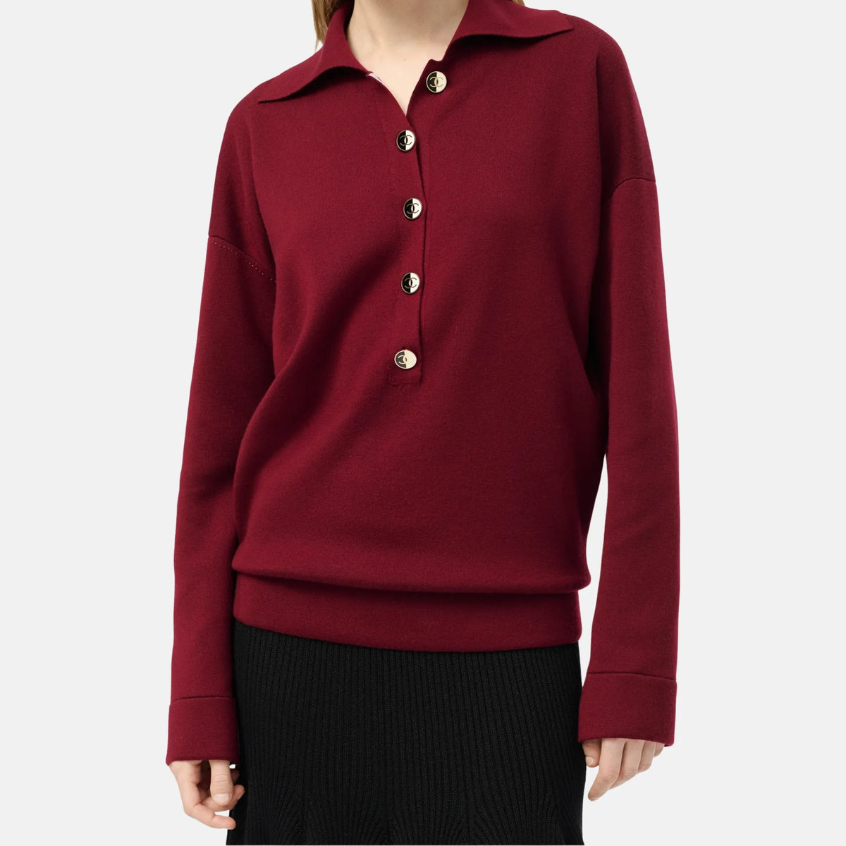 Sweater Silk Cashmere in Burgundy and Light Blue