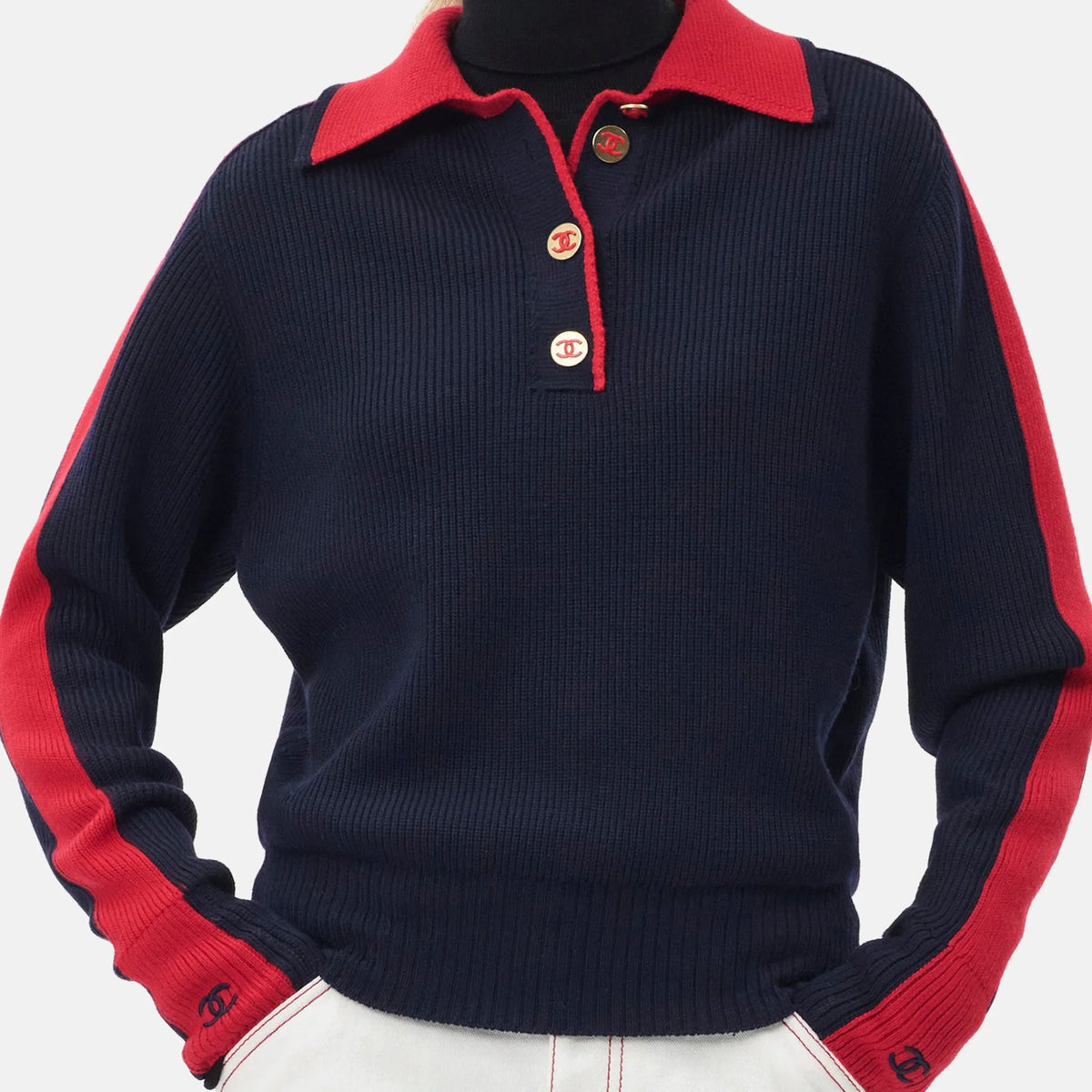 Sweater Wool in Navy Blue and Red
