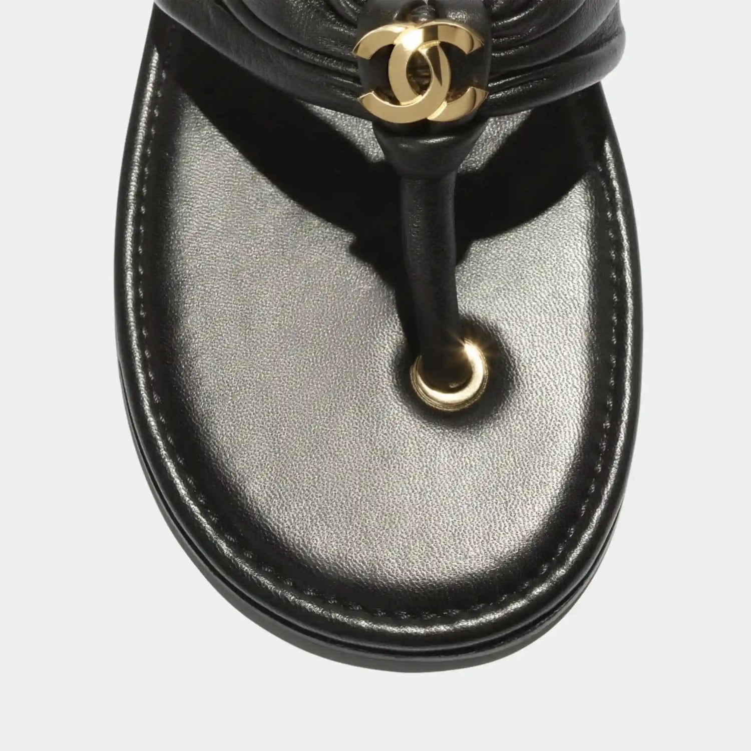 Chanel Thongs in Black Lambskin, Top