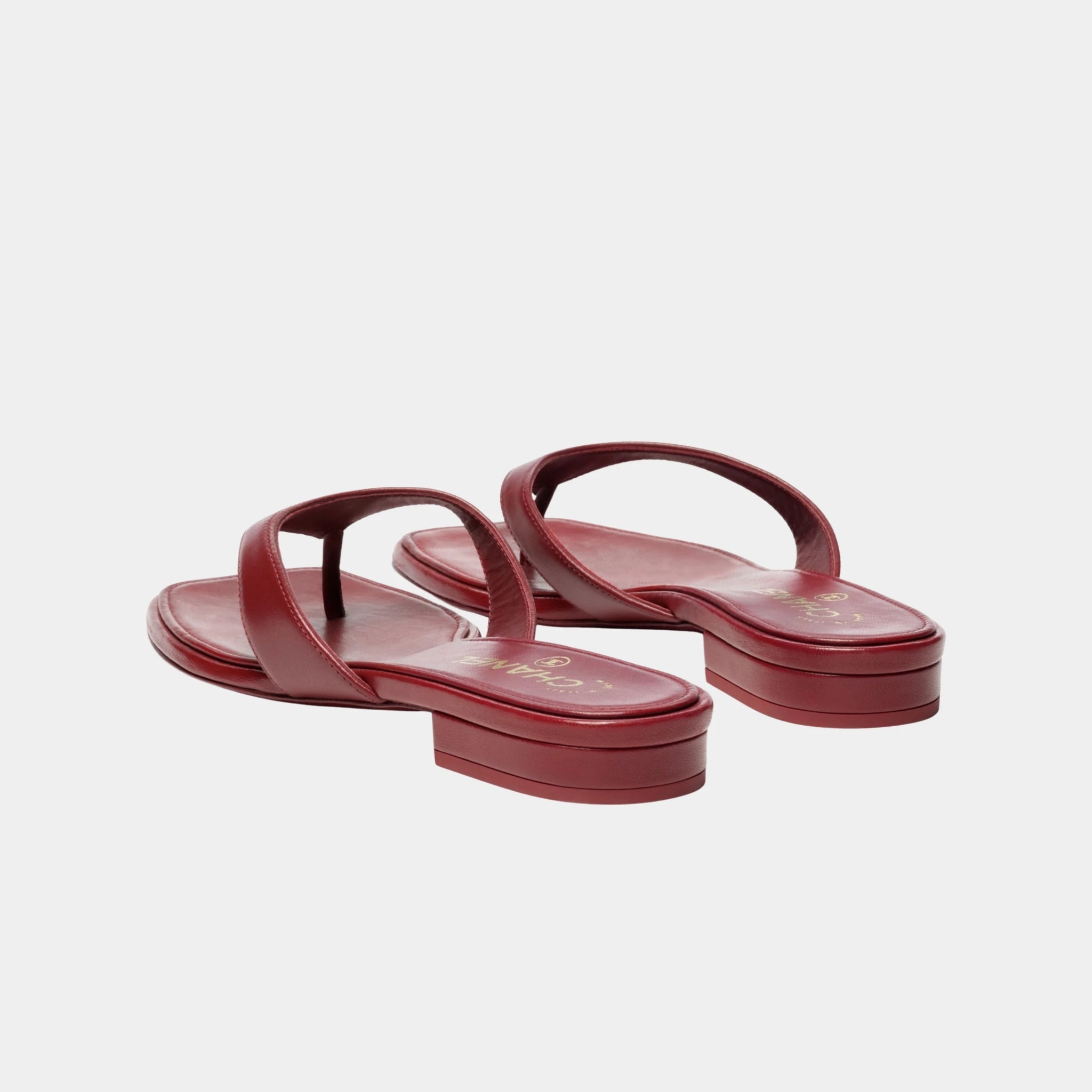 Chanel Thongs in Lambskin, Burgundy, Back