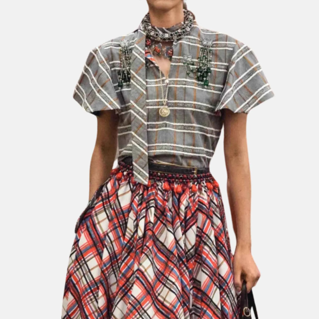 Chanel Top Cotton in Grey and White