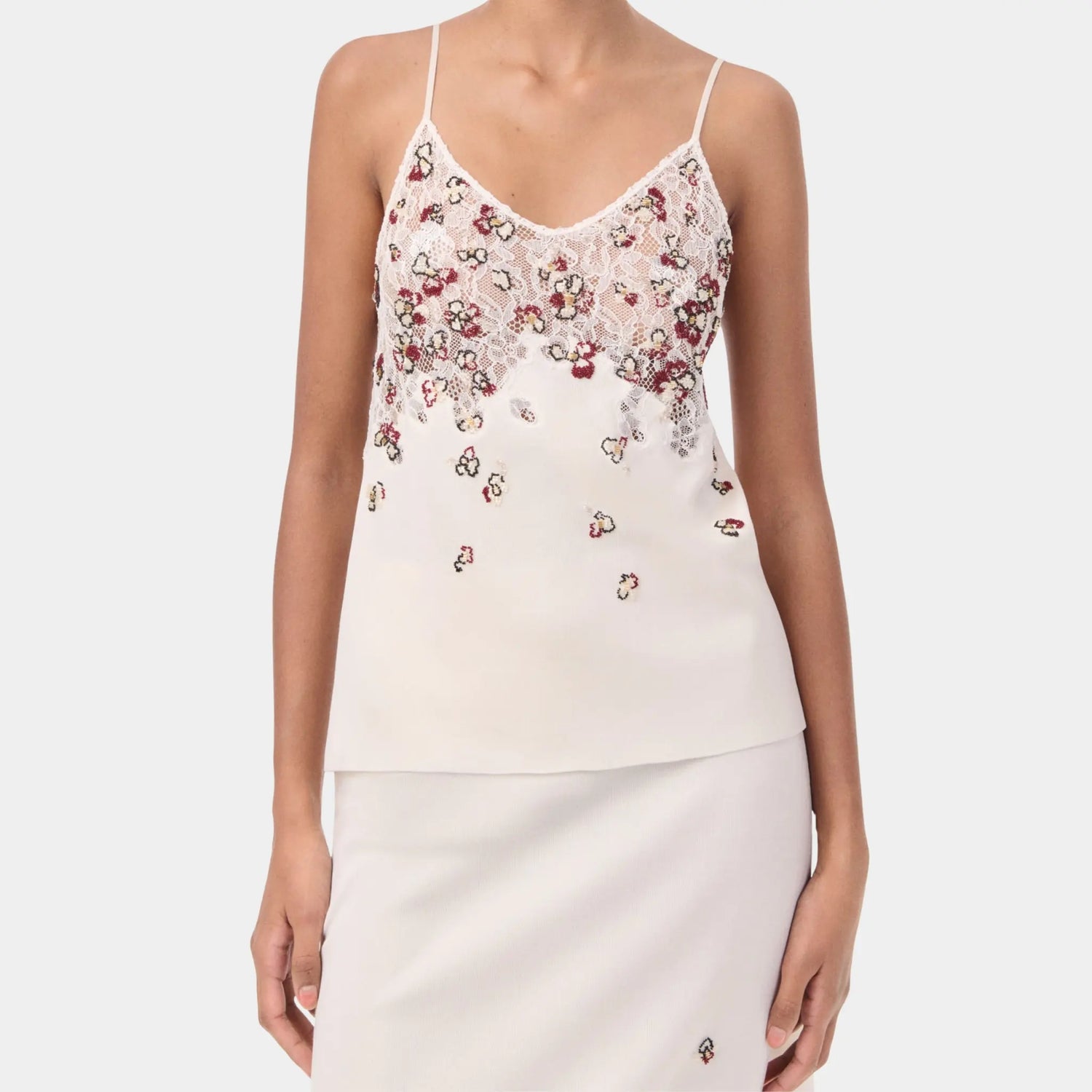 Chanel Top Embroidered Silk Seed Beads &amp; Glass Tubes, Front