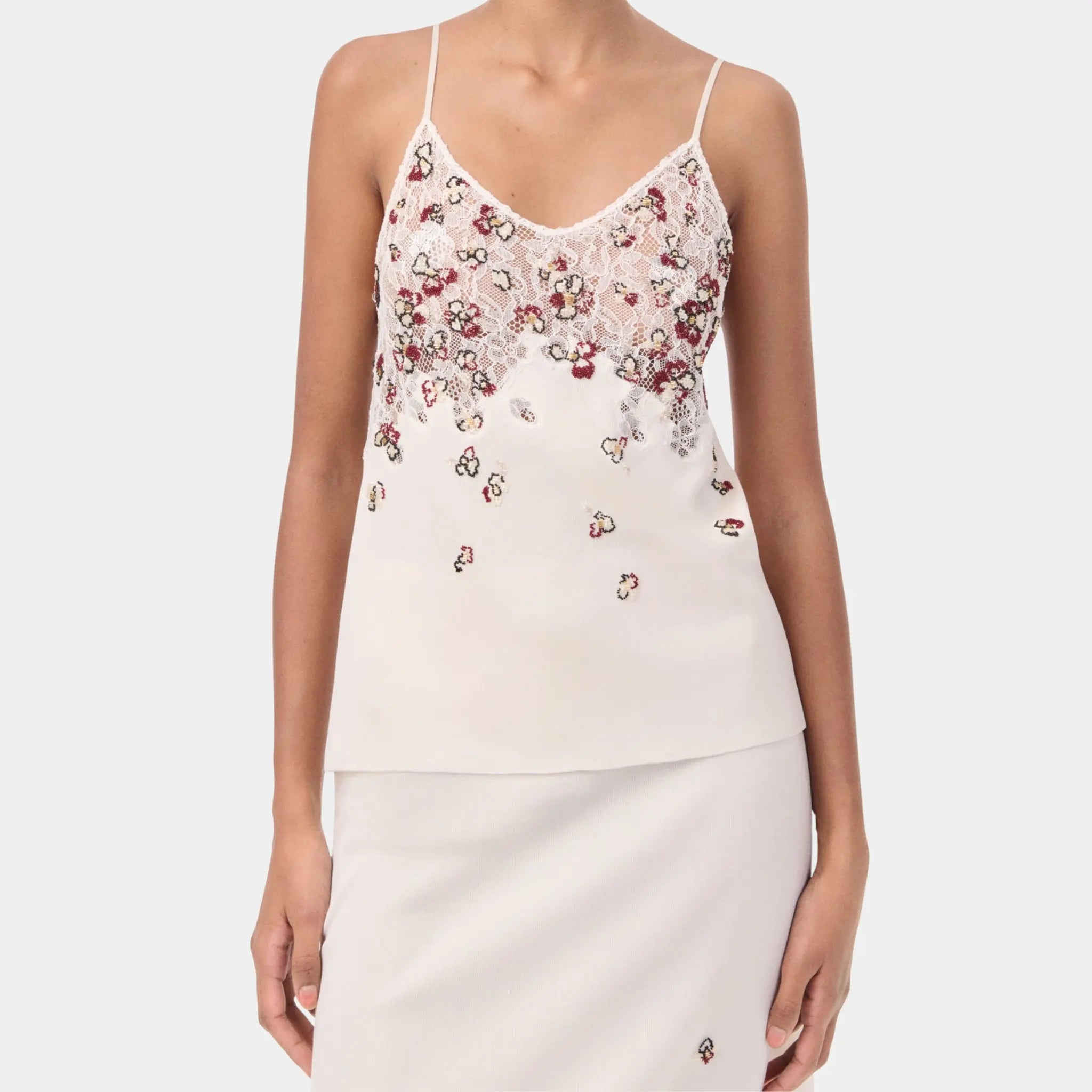 Chanel Top Embroidered Silk Seed Beads &amp; Glass Tubes, Front