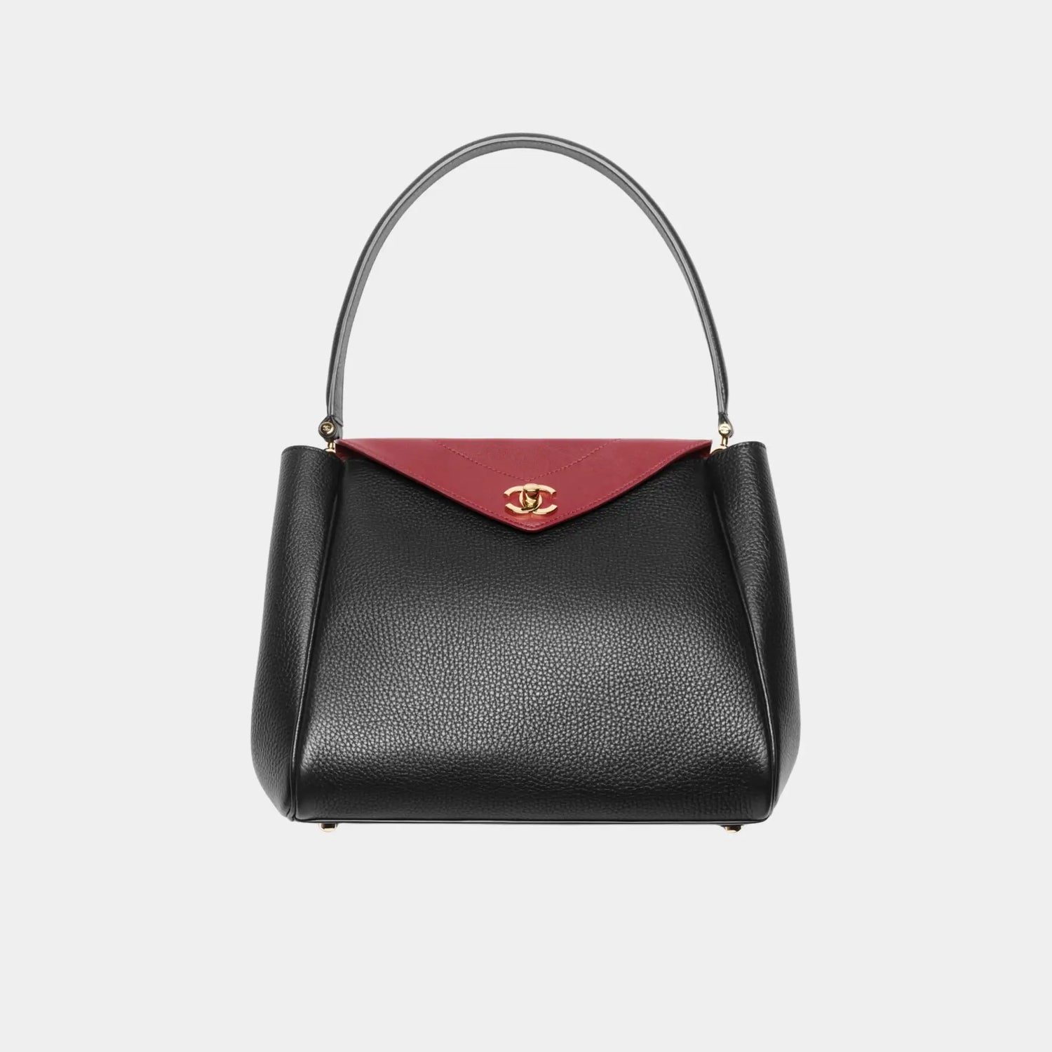 Chanel Tote in Black Burgundy Grained Calfskin &amp; Lambskin, Front