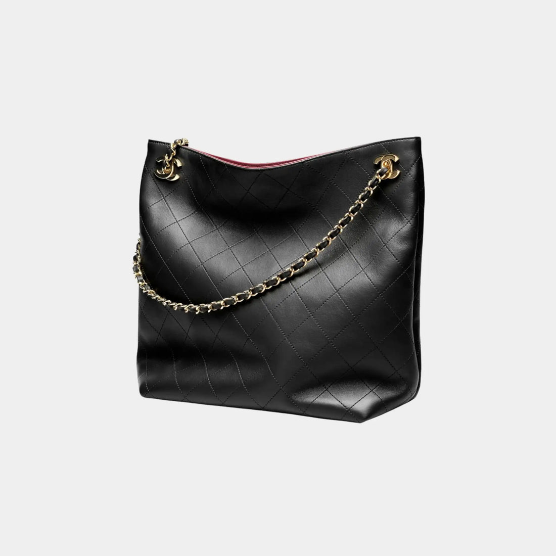 Chanel Tote in Black Lambskin, Side