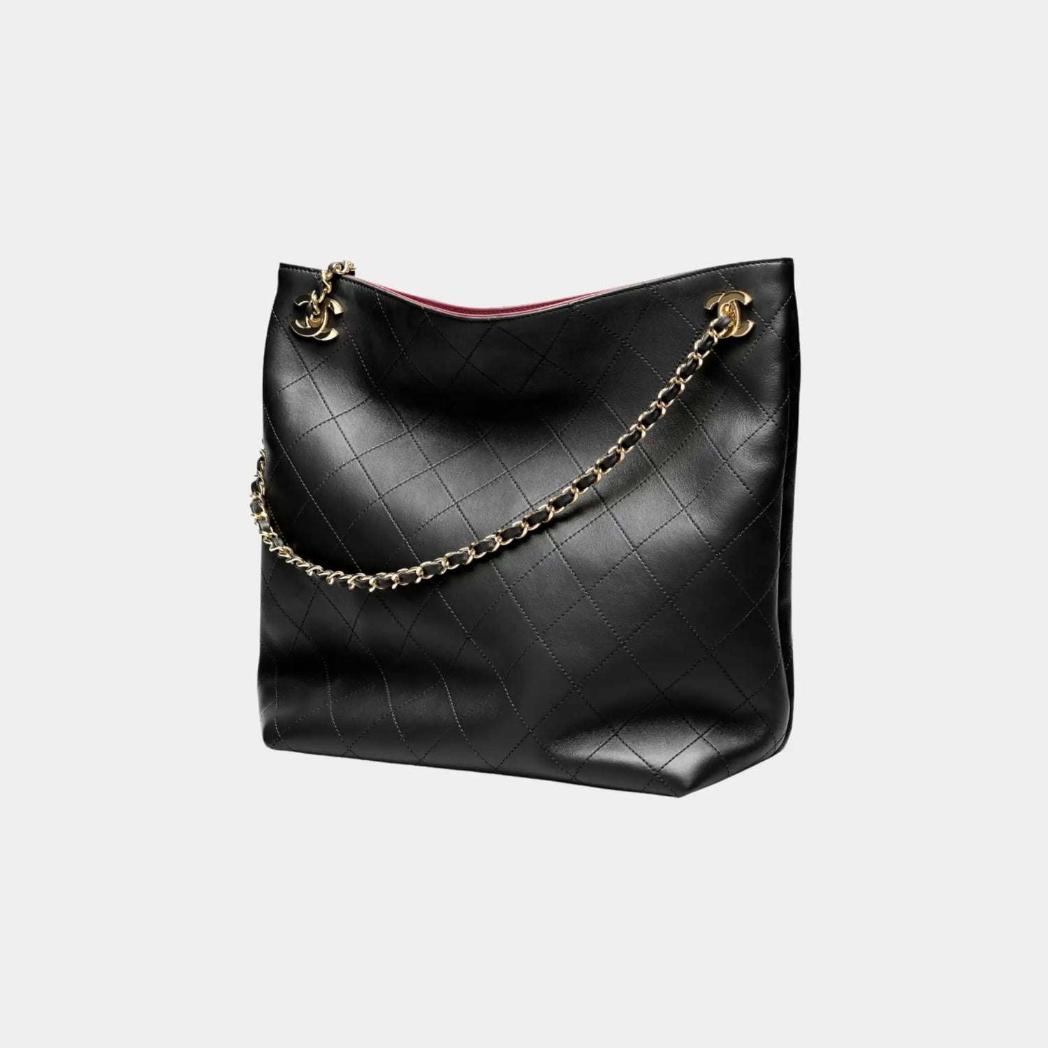 Chanel Tote in Black Lambskin, Side