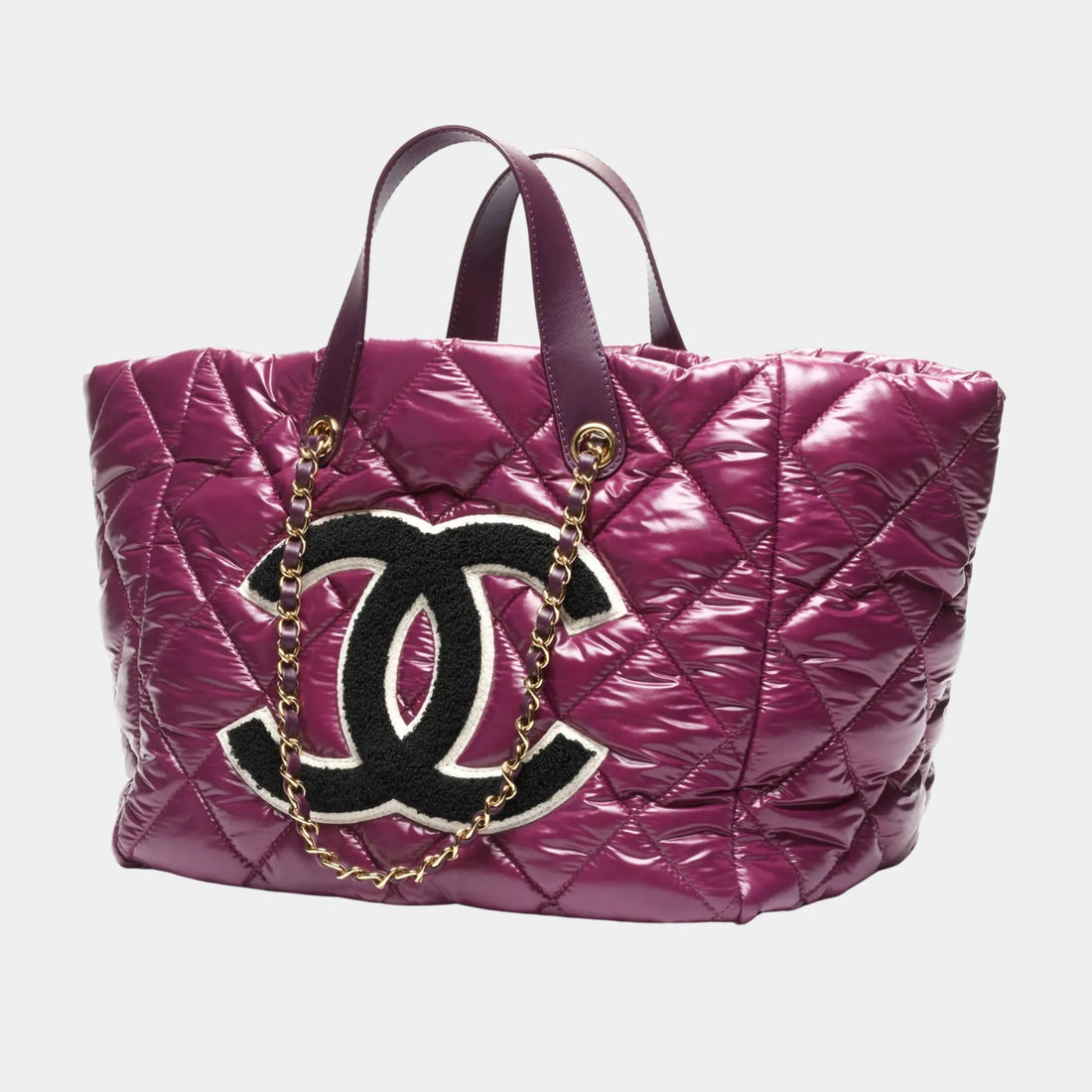 Chanel Tote Nylon, Wool &amp; Gold-Tone Metal 
Burgundy, Ecru &amp; Black