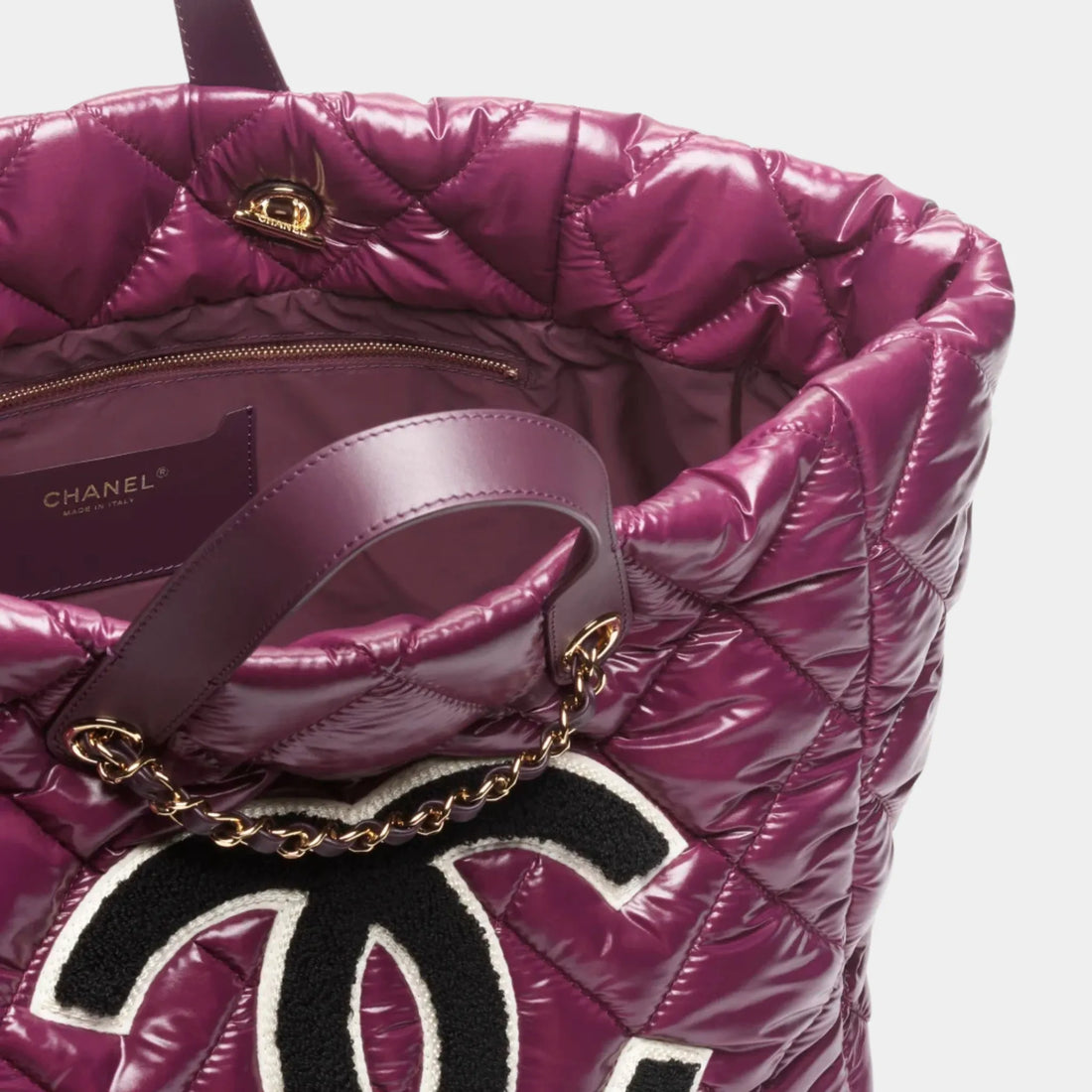 Chanel Tote Nylon, Wool & Gold-Tone Metal Burgundy, Ecru & Black