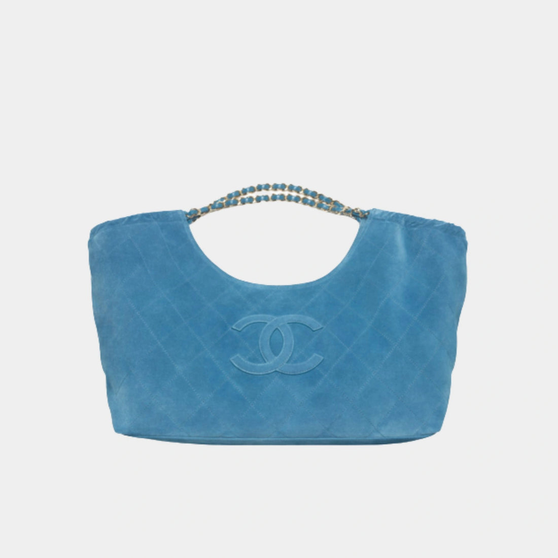 Chanel Tote Suede Calfskin &amp; Gold Metal Blue
