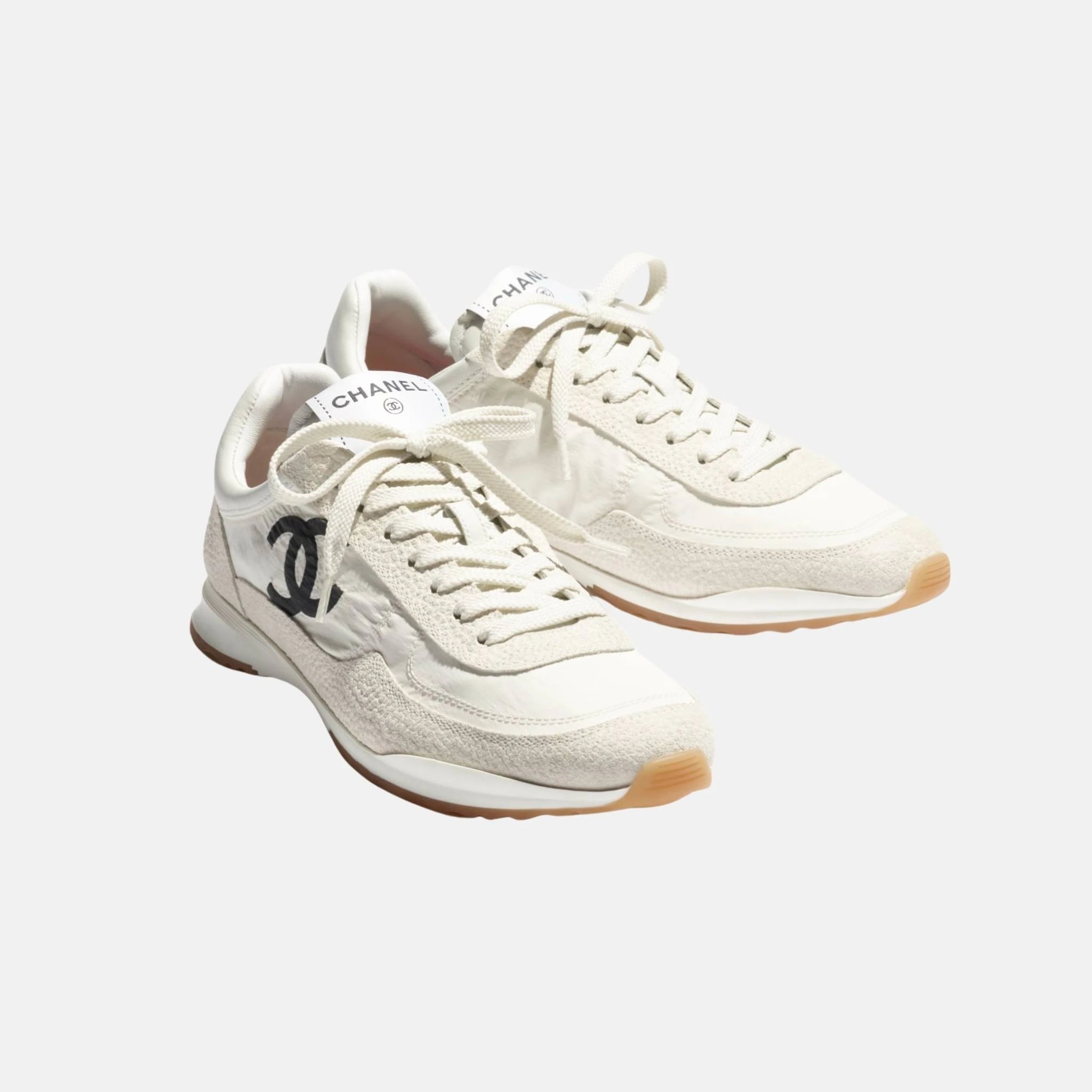 Chanel Trainers in Fabric and Embossed Suede Calfskin, Front