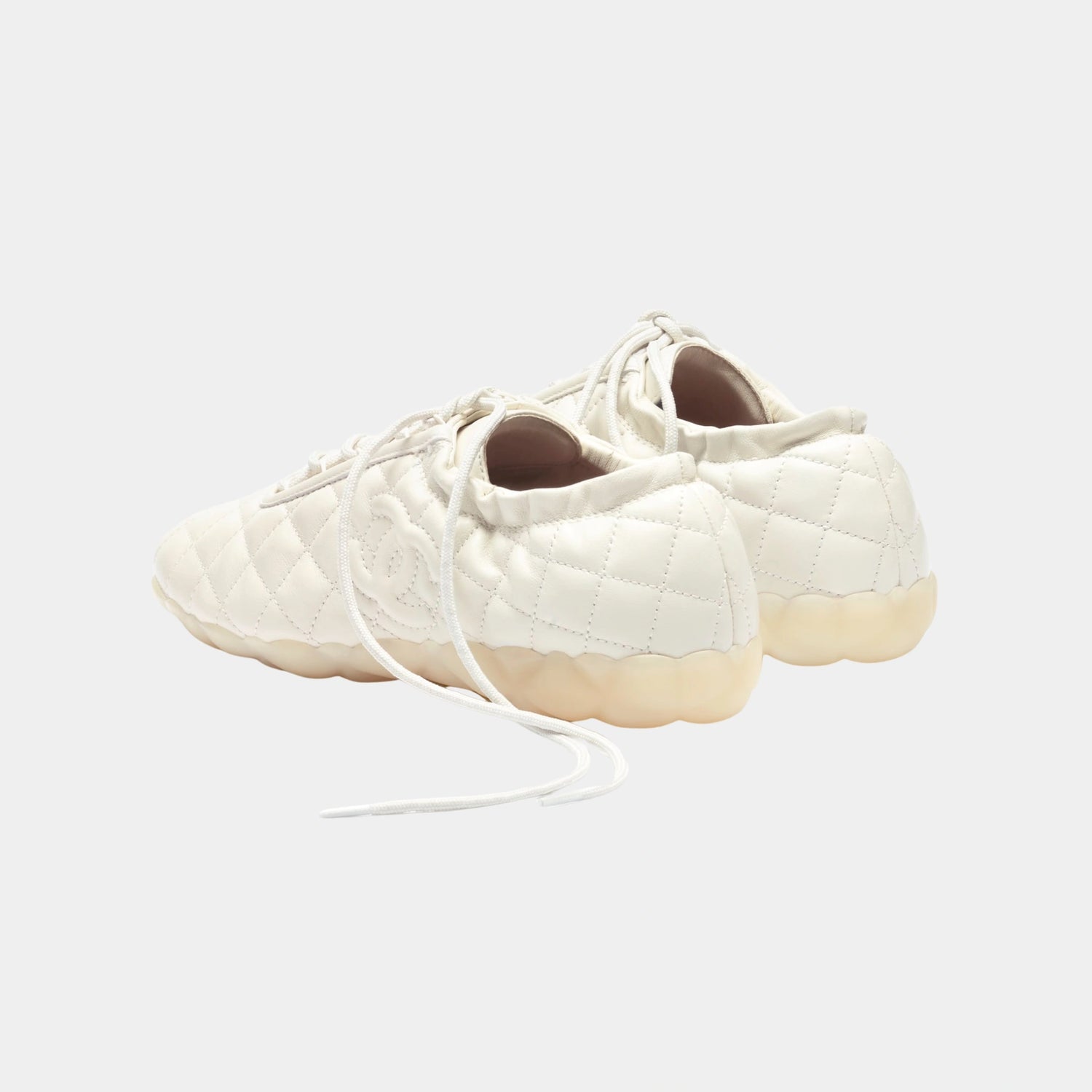 Chanel Trainers in Lambskin, Ivory, Back