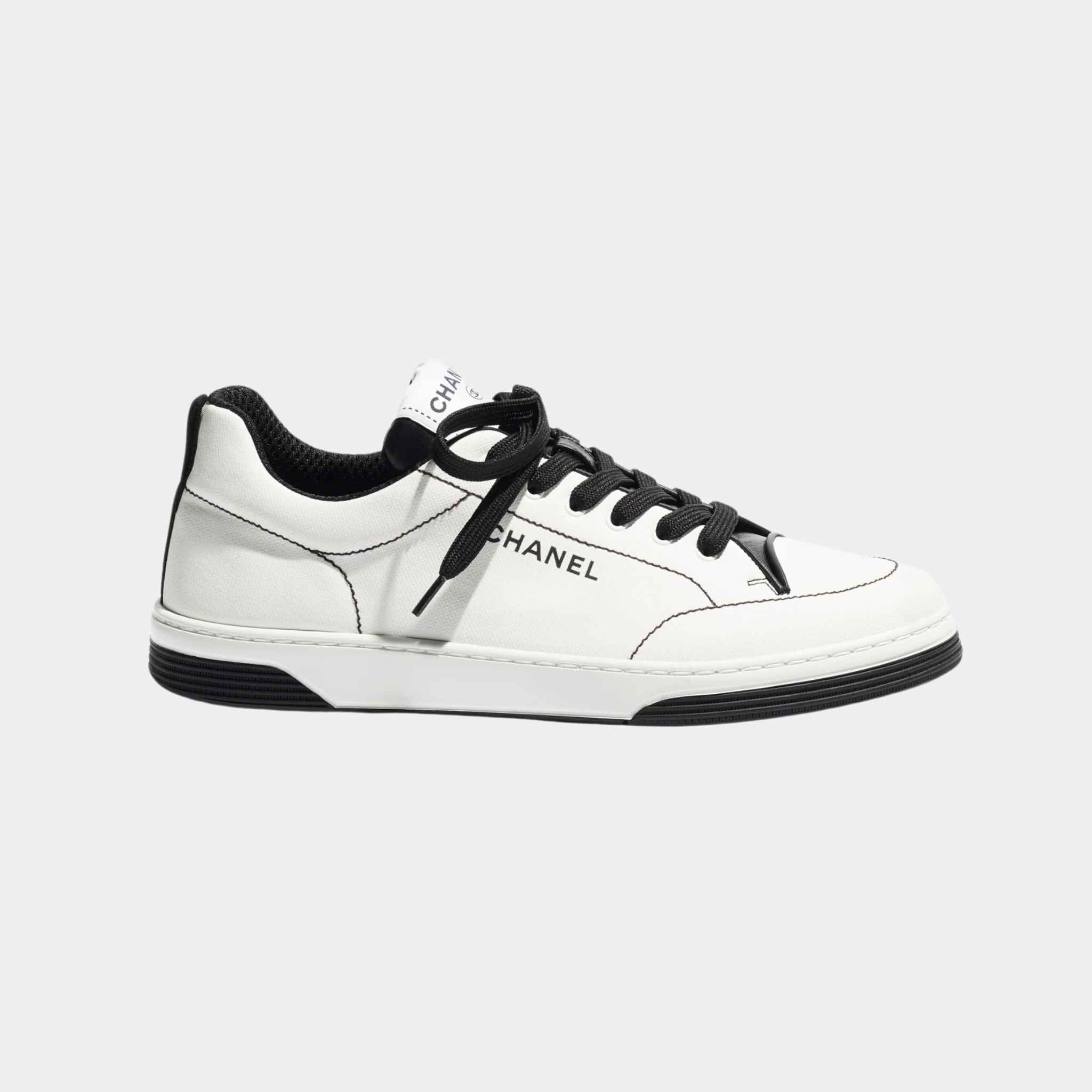 Chanel Trainers Sneaker Cotton White and Black, side