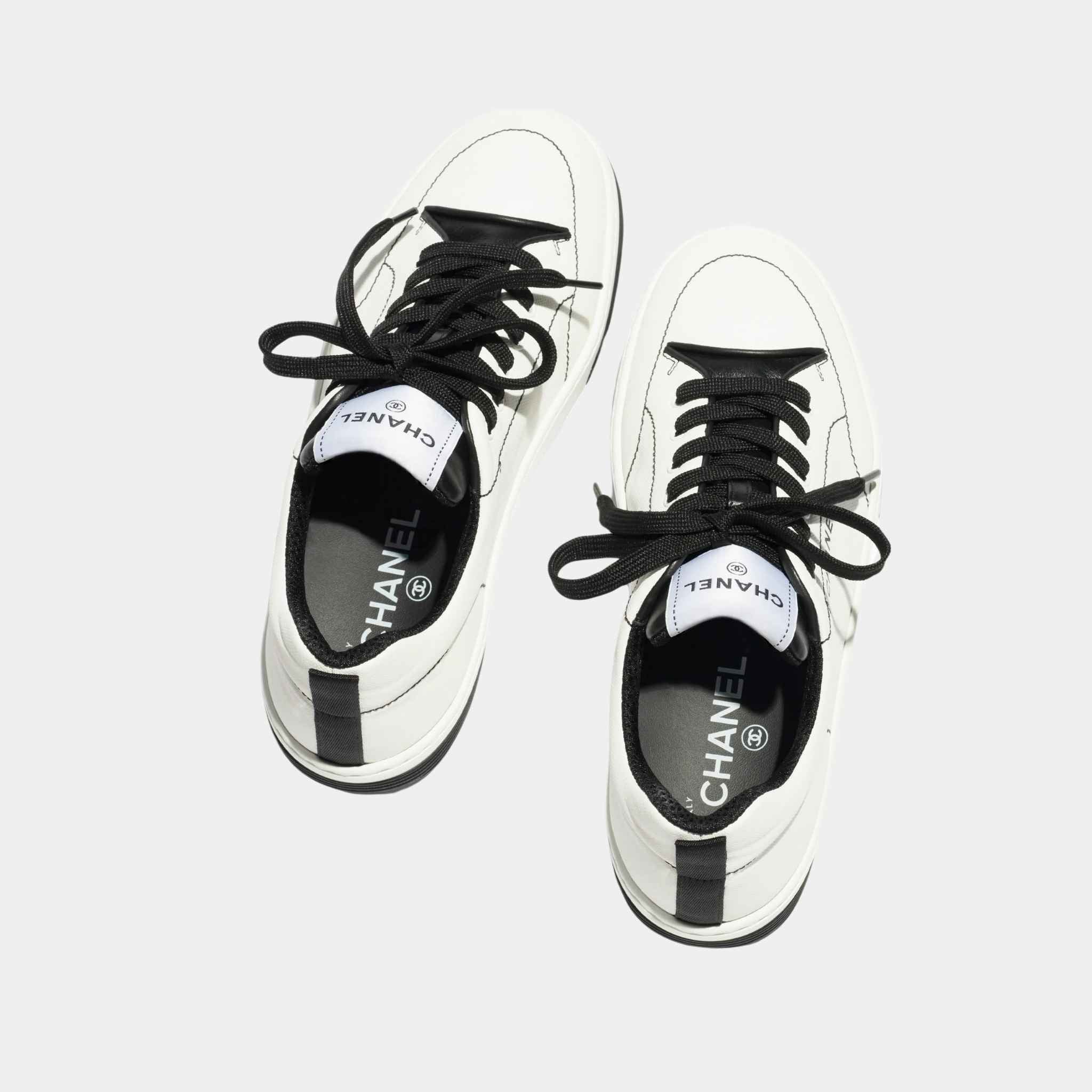 Chanel Trainers Sneaker Cotton White and Black, Top