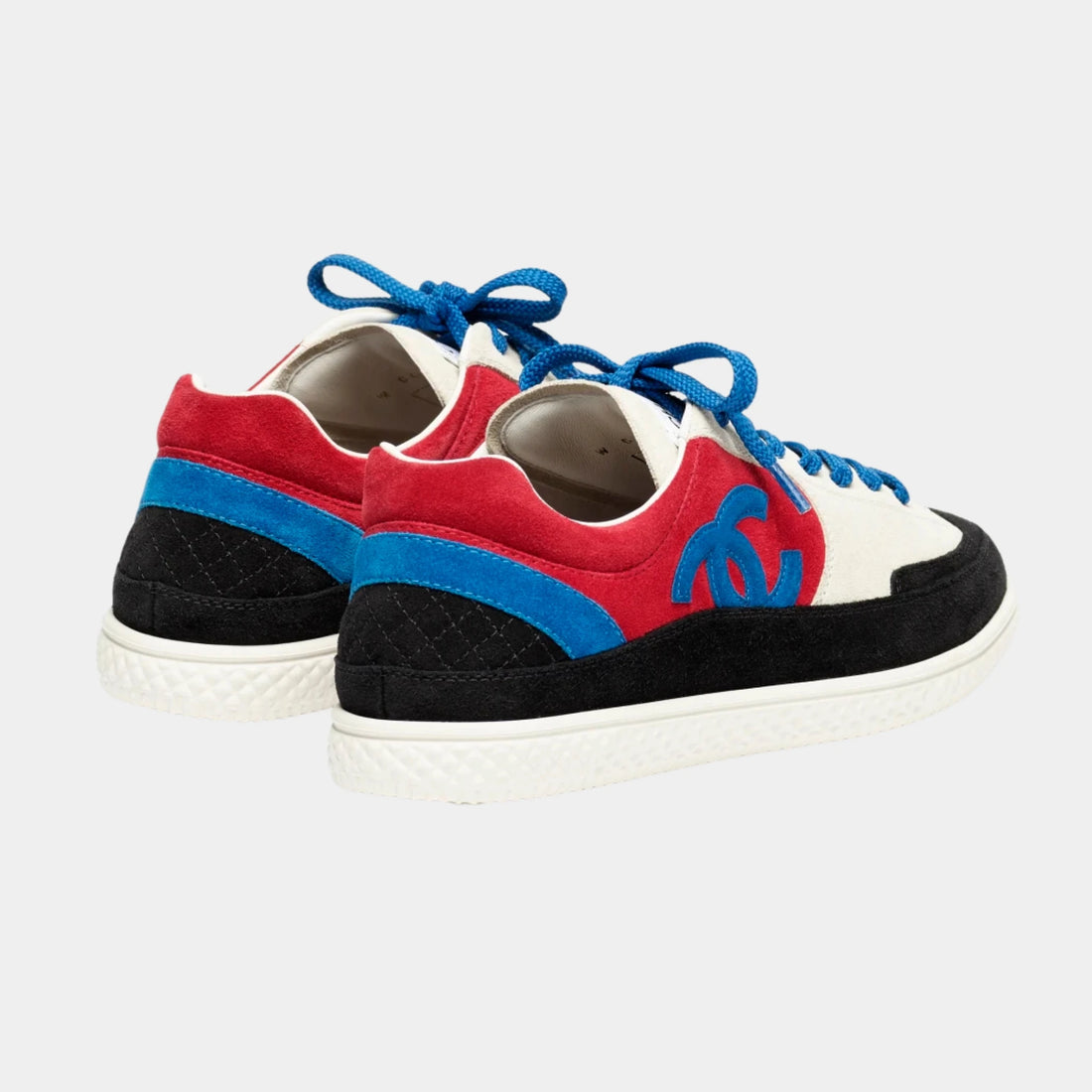 Chanel Trainers Suede Calfskin Ivory, Red, Blue & Black