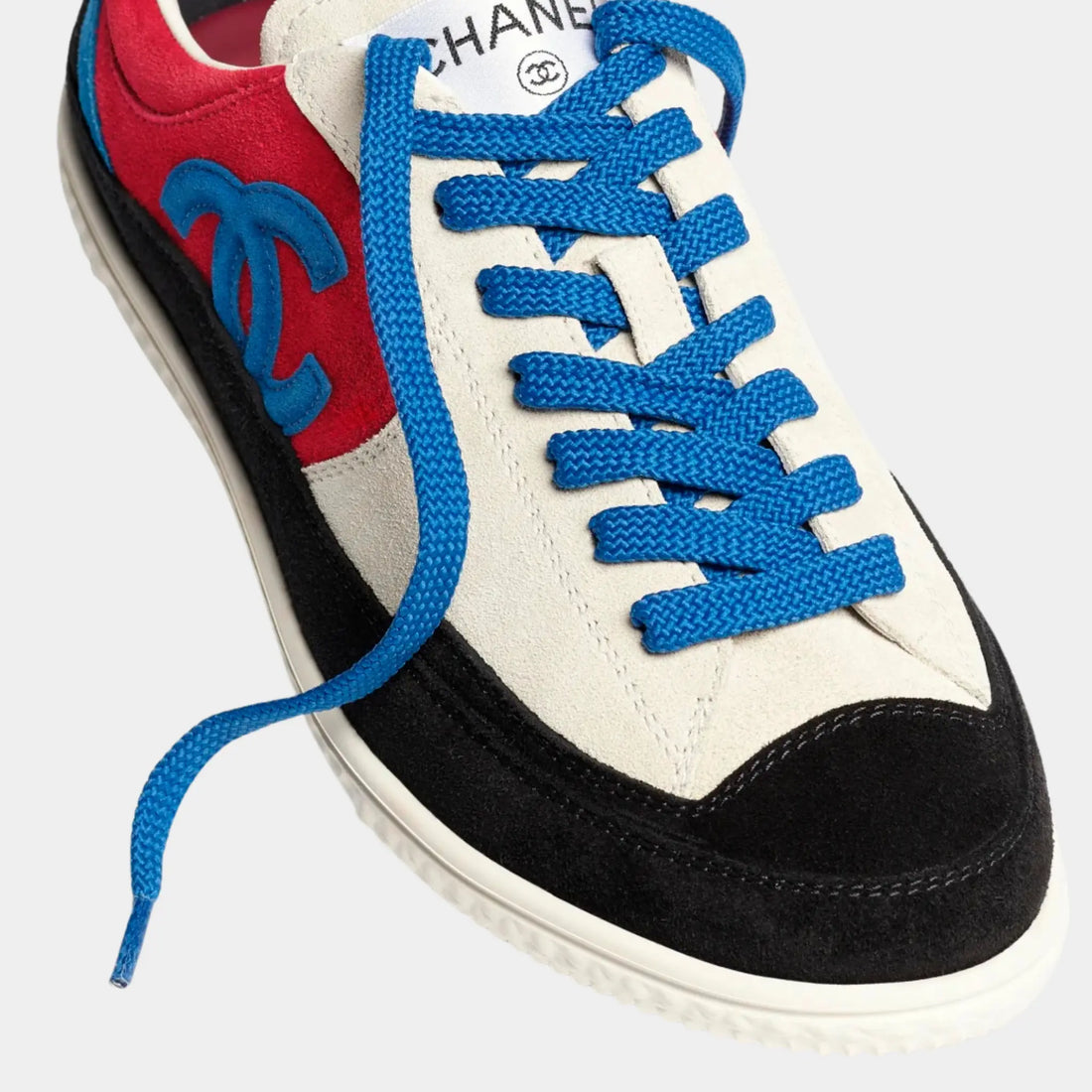 Chanel Trainers Suede Calfskin Ivory, Red, Blue & Black