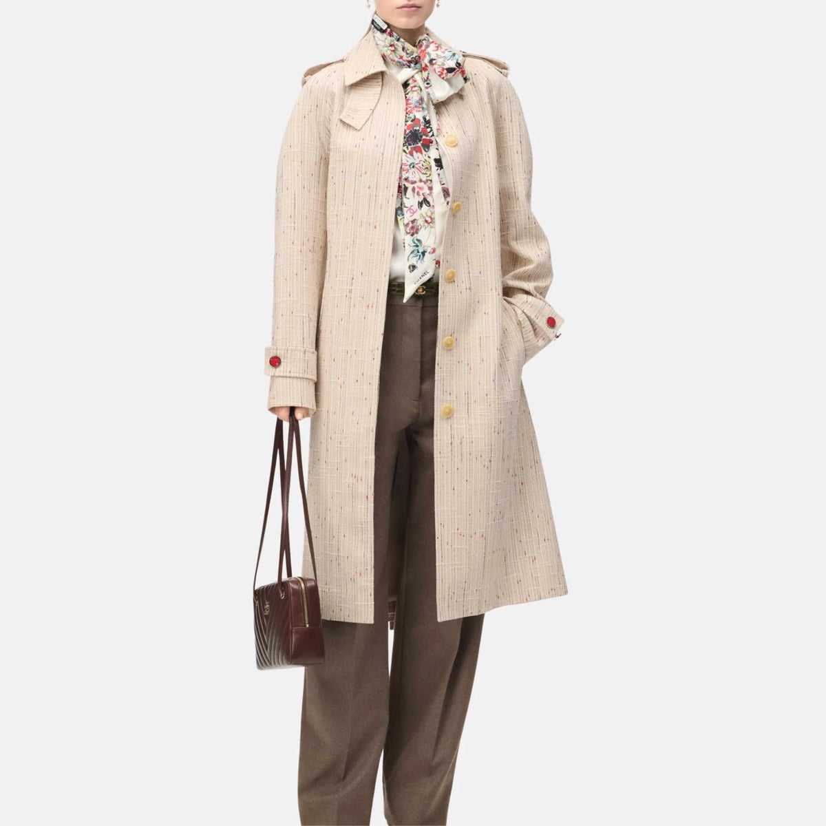 Trench Coat Cotton in Silk Mixed Fibers