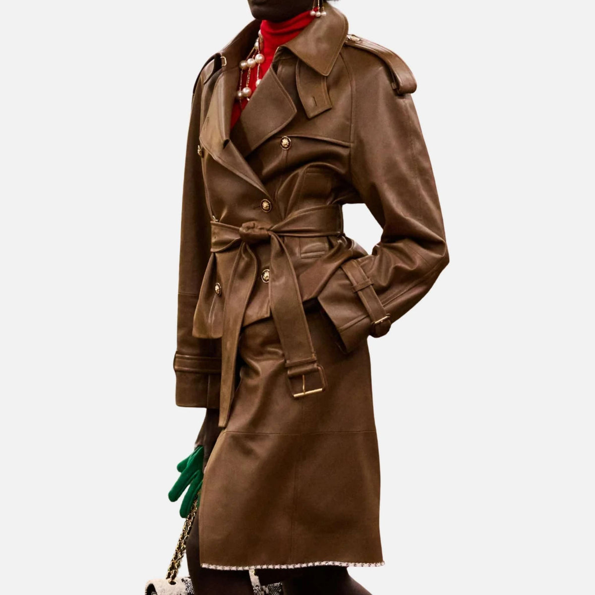Trench Coat Lambskin in Brown Tobacco
