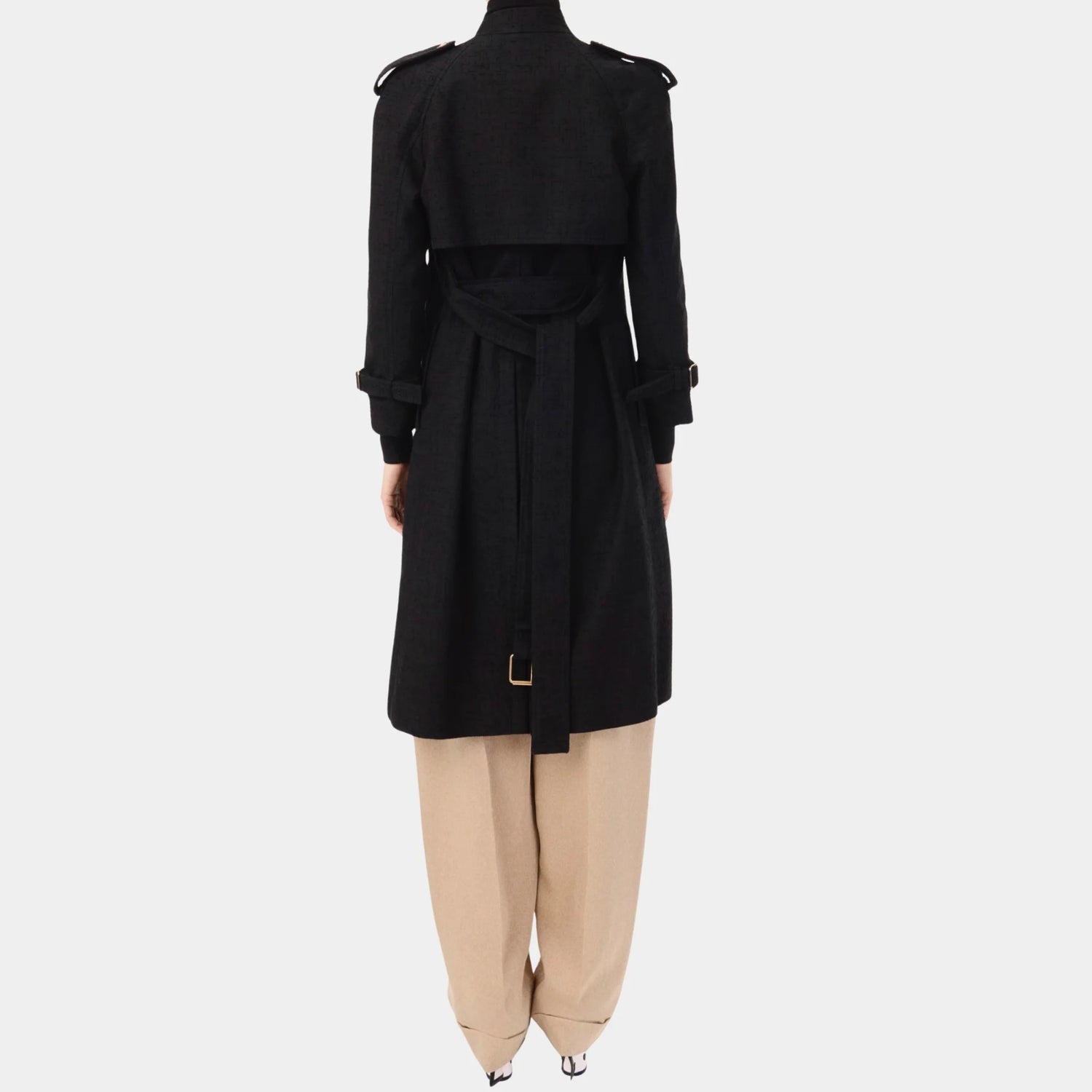 Chanel Trench Coat Tweed in Black, Back