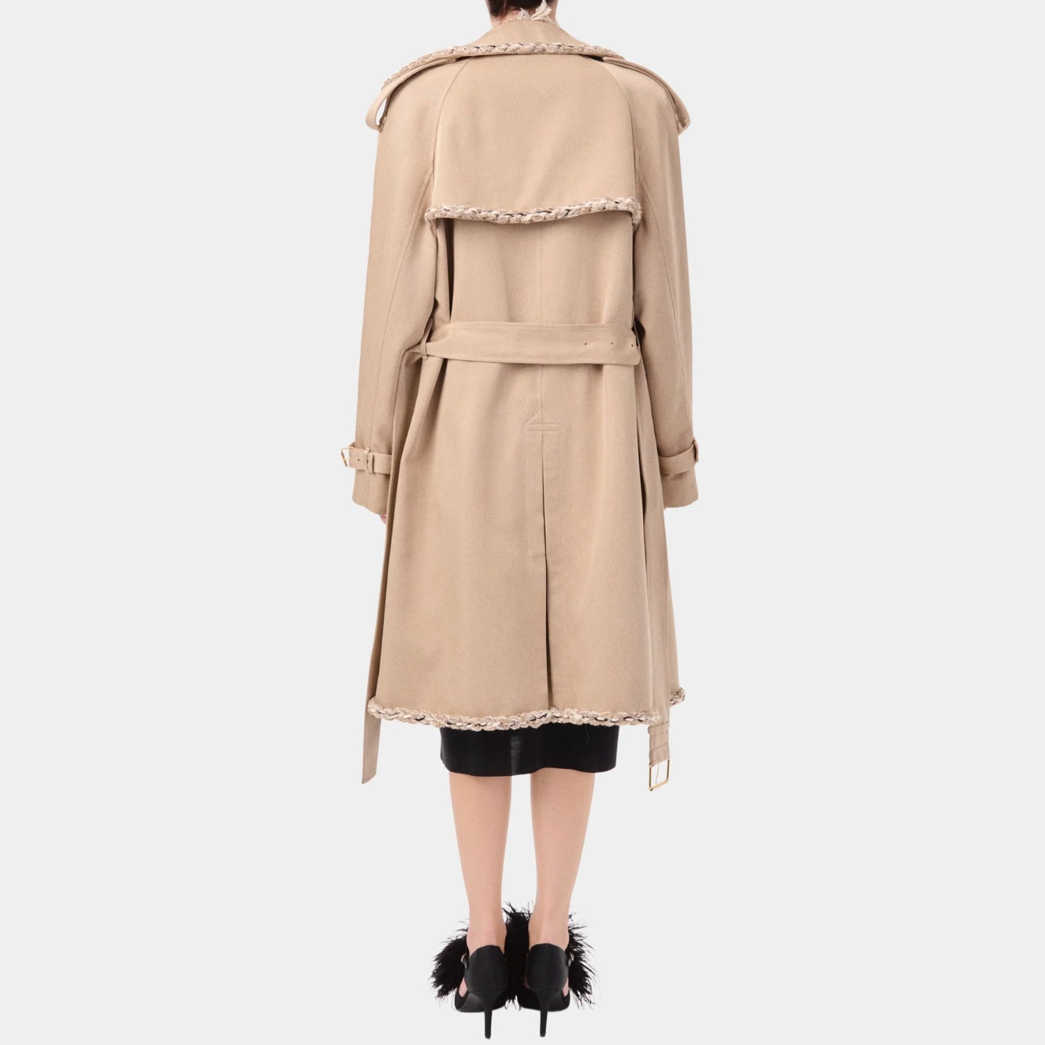 Chanel Trench Coat Wool in Oatmeal, Back