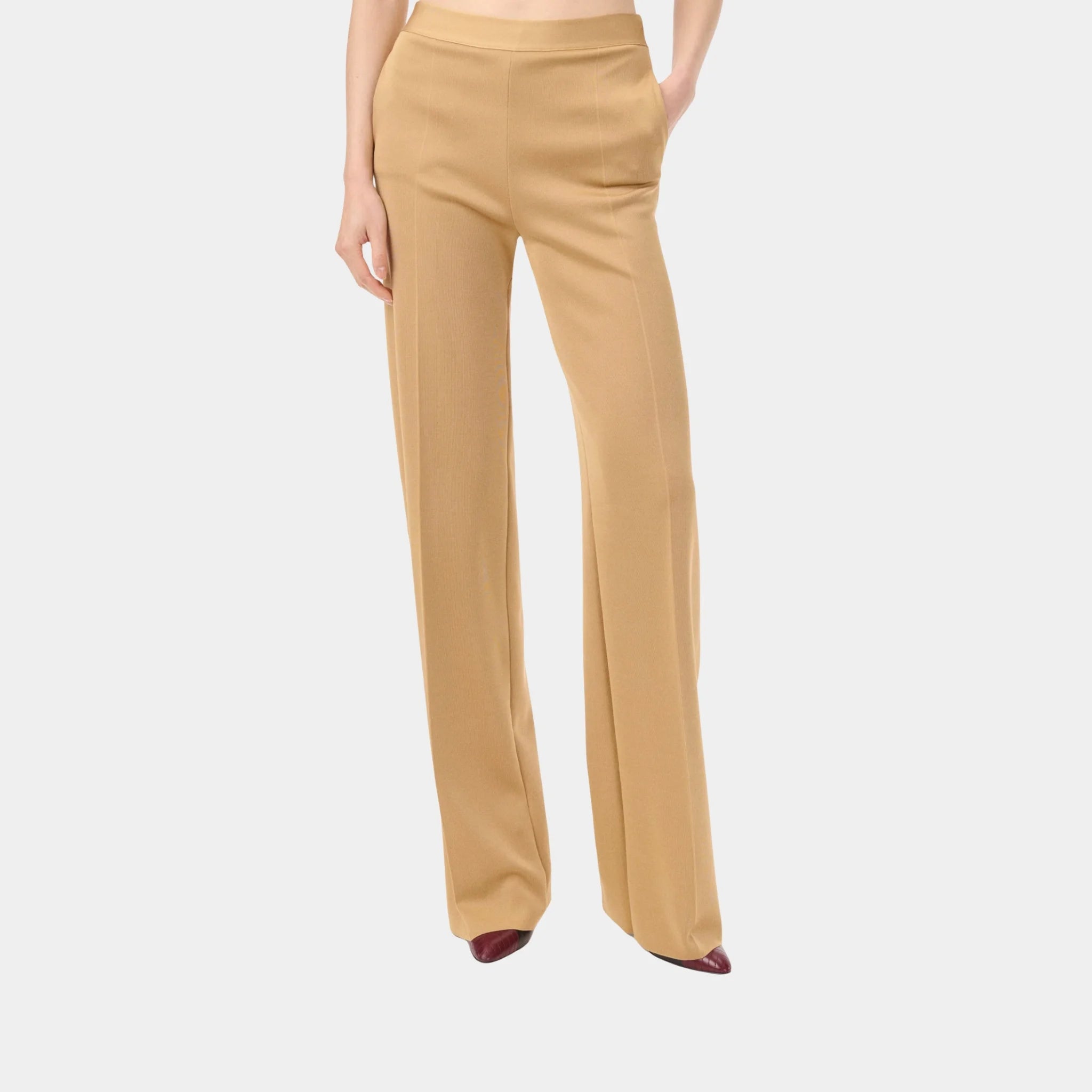 Chanel Trousers in Beige Silk, Front