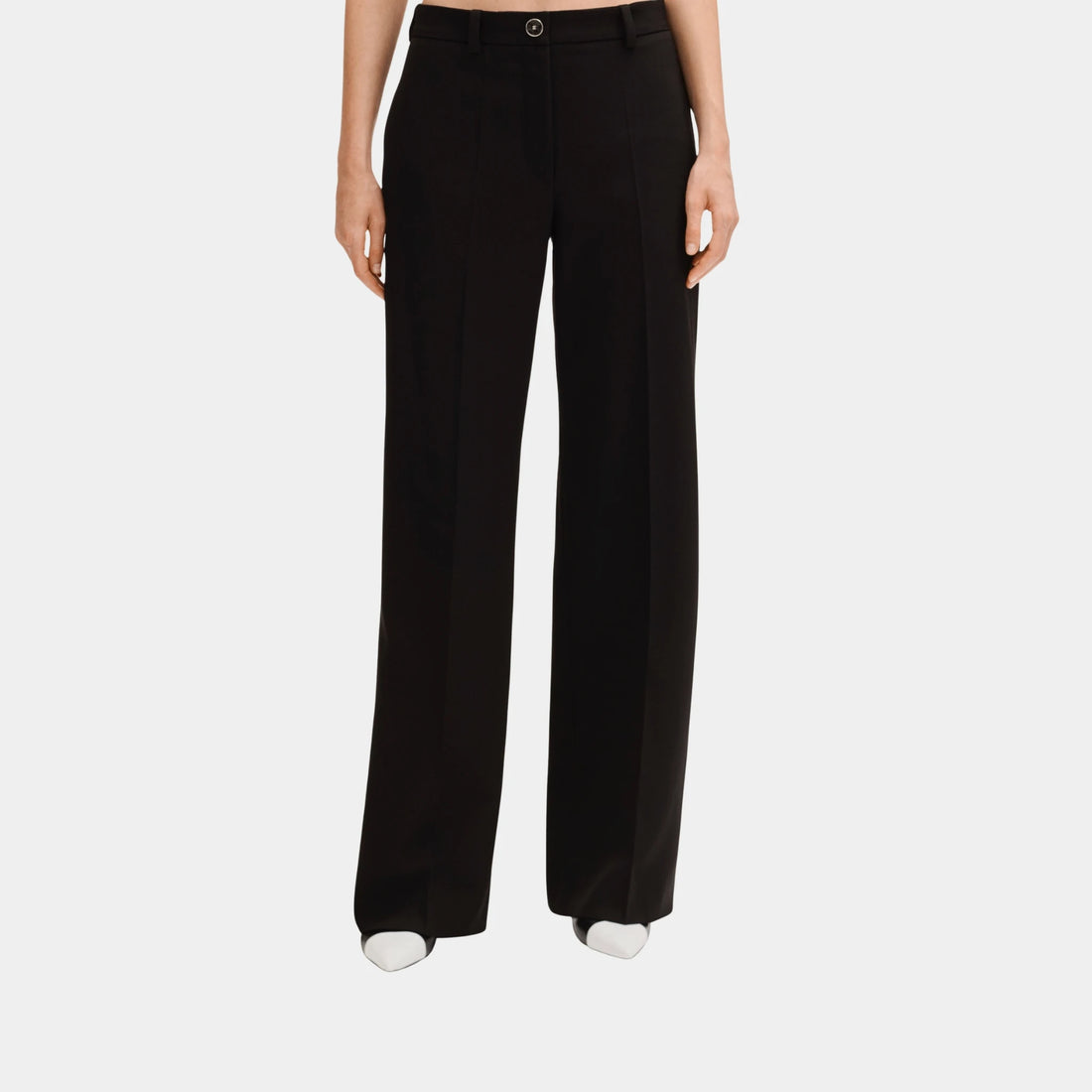Chanel Trousers in Black Plain Wool, Front