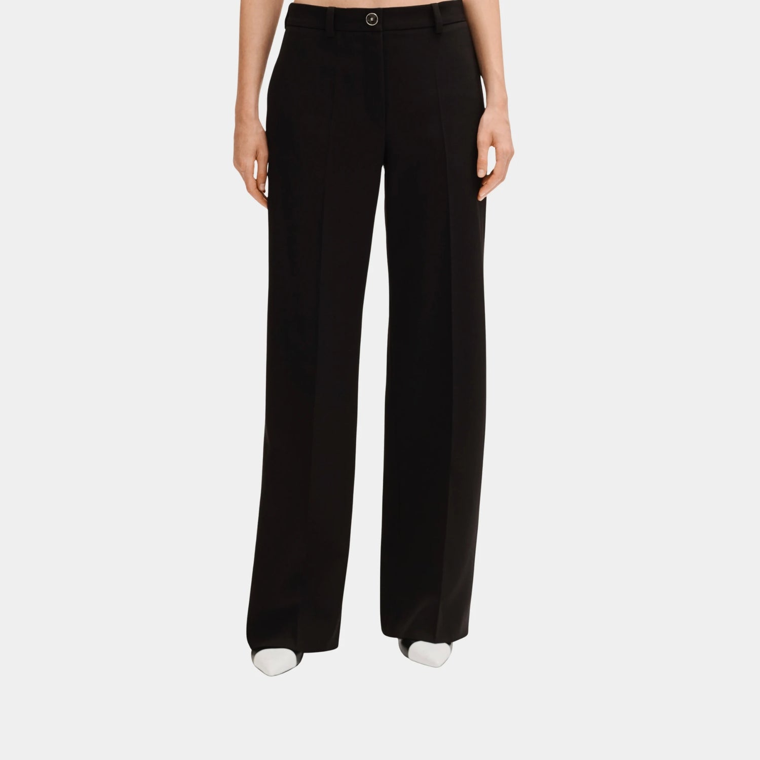 Chanel Trousers in Black Plain Wool, Front